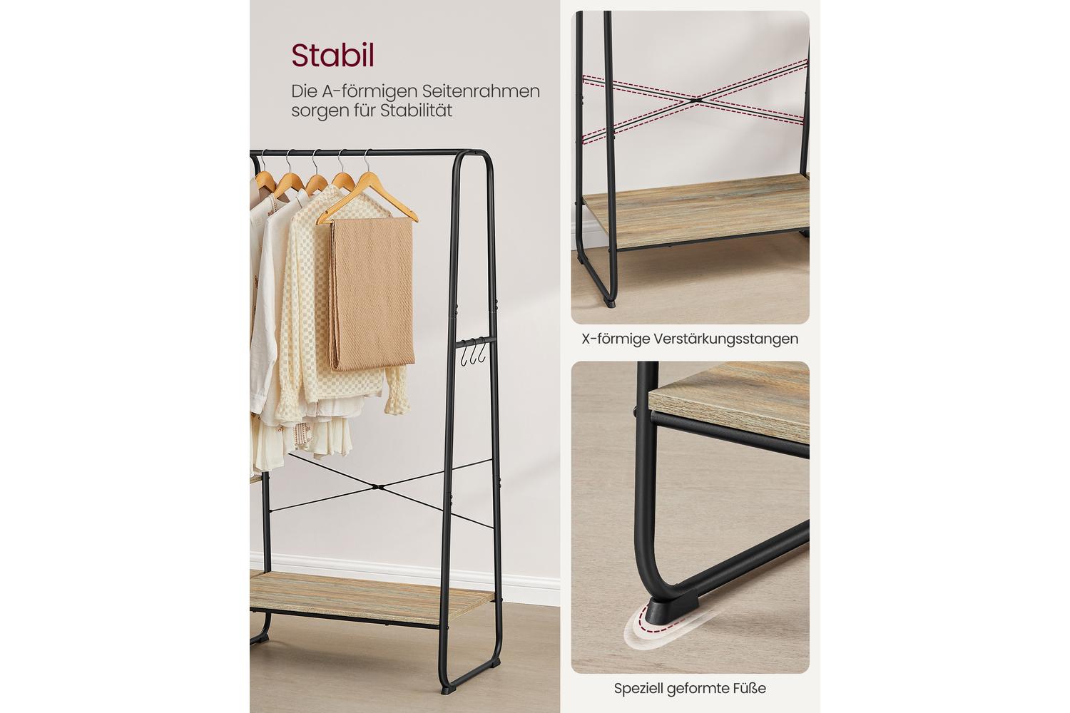 Vasagle Rgr116k01 Multifunctional Garment Rack, Clothes Rail With Storage Shelves - Diy Home Storage And Organisation-2