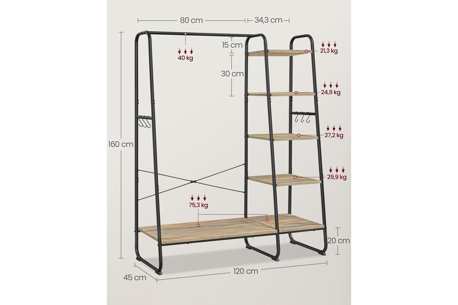 Vasagle Rgr116k01 Multifunctional Garment Rack, Clothes Rail With Storage Shelves - Diy Home Storage And Organisation-5