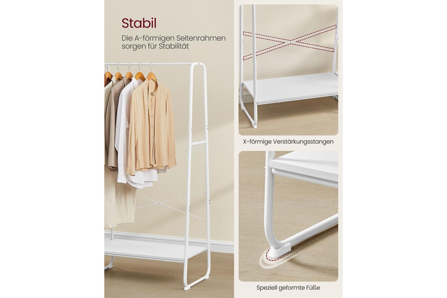 Vasagle Rgr116w02 Versatile Garment Racks - Multipurpose Clothes Rail With Storage Shelves And Shoe Shelf-2