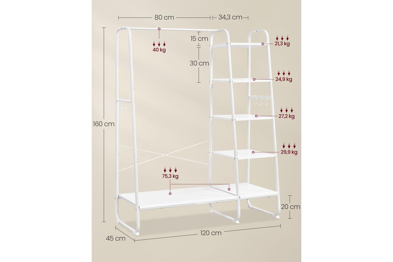 Vasagle Rgr116w02 Versatile Garment Racks - Multipurpose Clothes Rail With Storage Shelves And Shoe Shelf-5