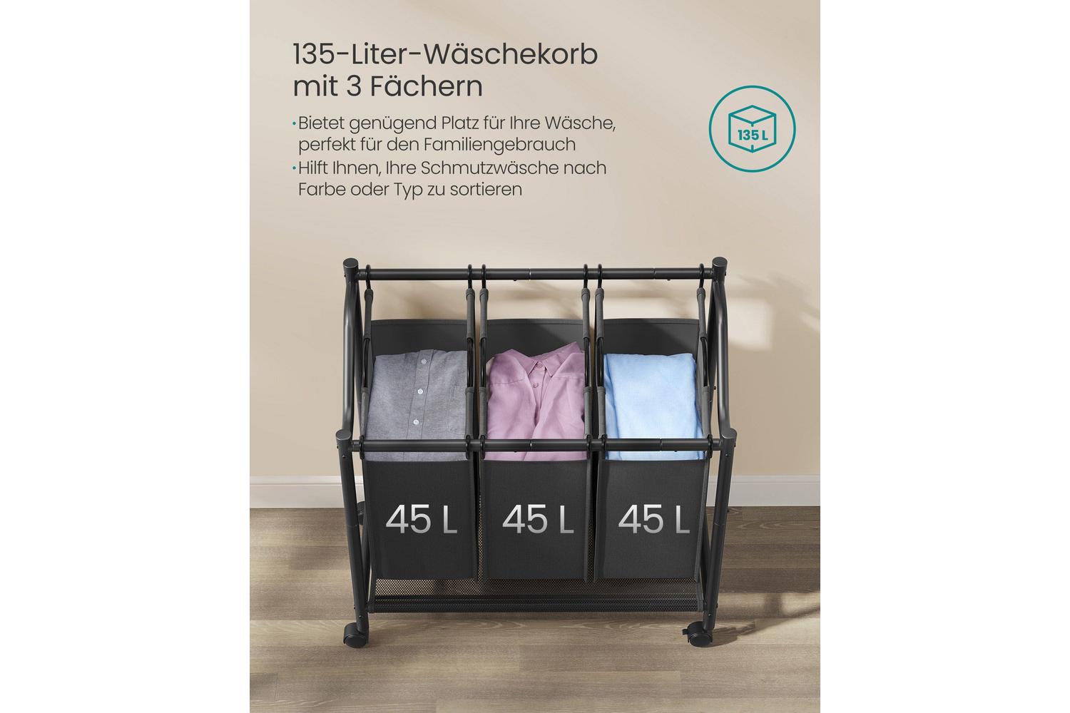 Songmics Rls102b01 Large Capacity Laundry Sorter With Removable Bags-2