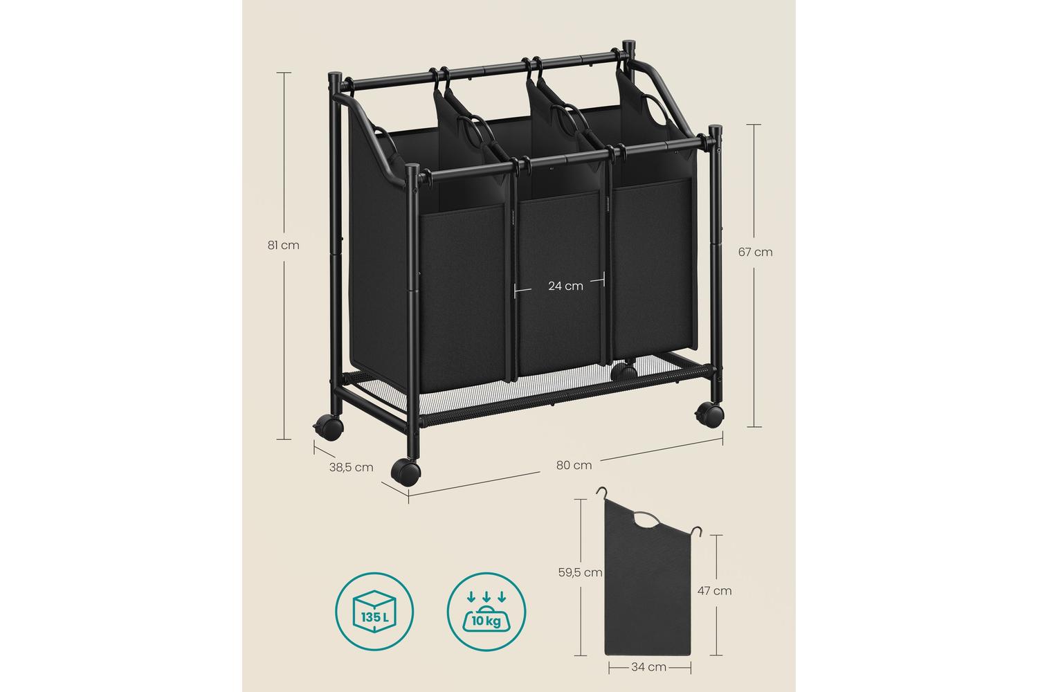 Songmics Rls102b01 Large Capacity Laundry Sorter With Removable Bags-4
