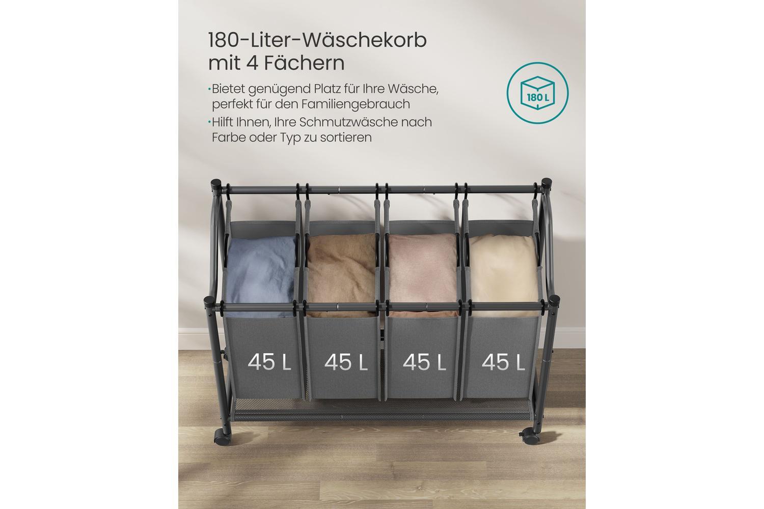 Songmics Rls103g01 Large Capacity 4-bag Laundry Sorter-3