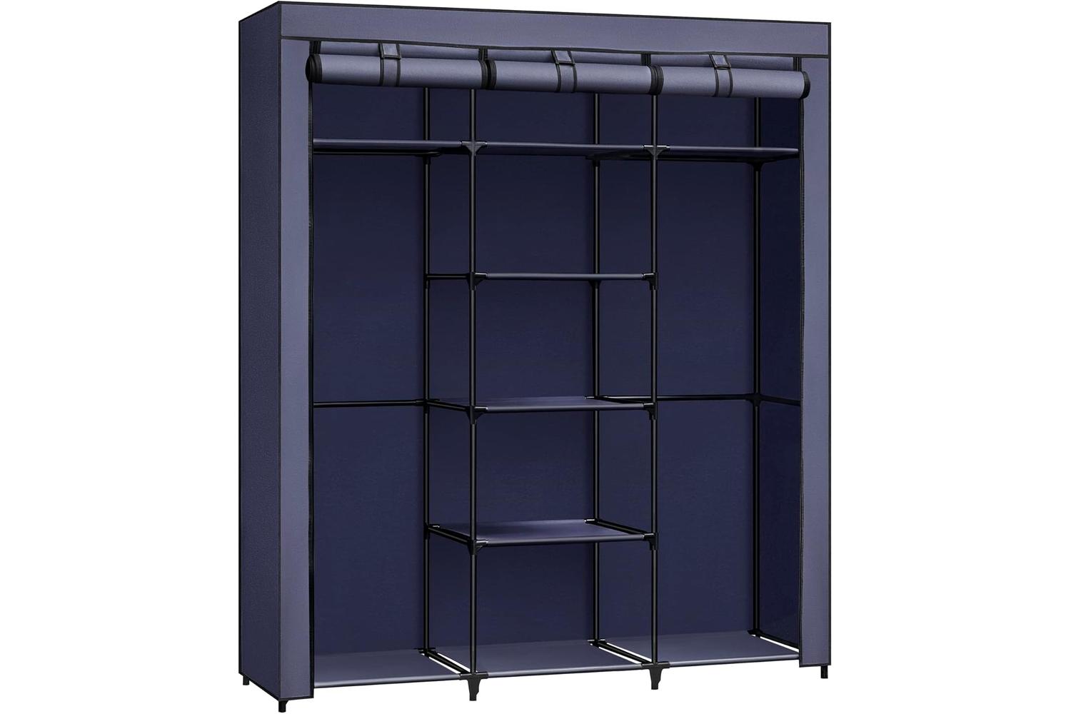 Songmics Ryg012i02 Robust Metal Wardrobe With Fabric Shelves And Clothes Rails â€“ Ideal Storage Solution For Small Apartments