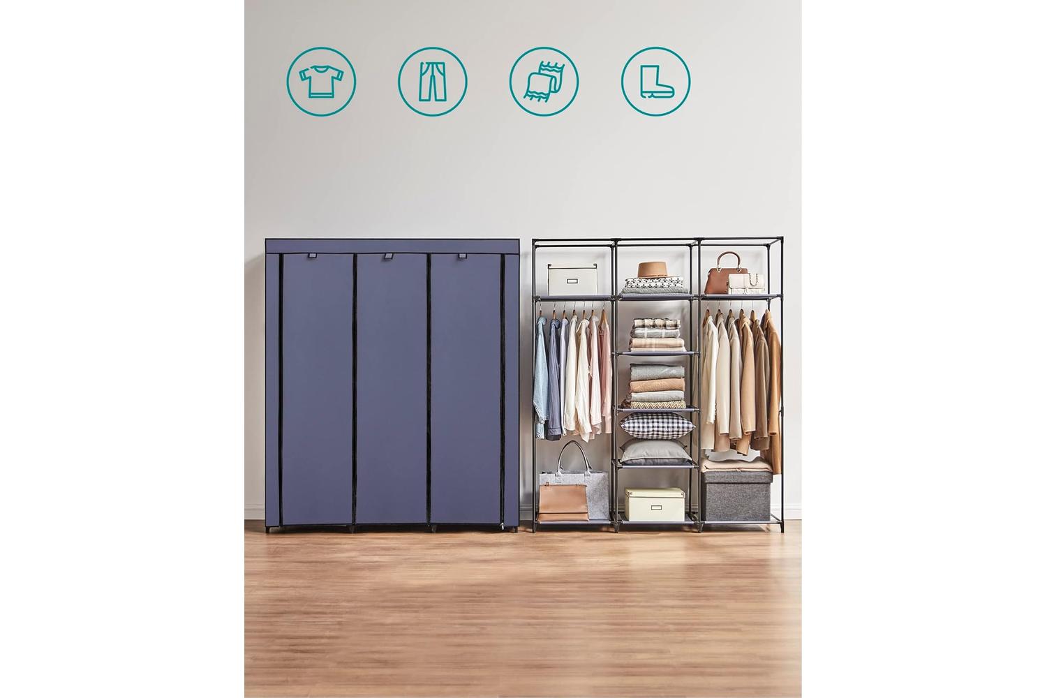 Songmics Ryg012i02 Robust Metal Wardrobe With Fabric Shelves And Clothes Rails â€“ Ideal Storage Solution For Small Apartments-2