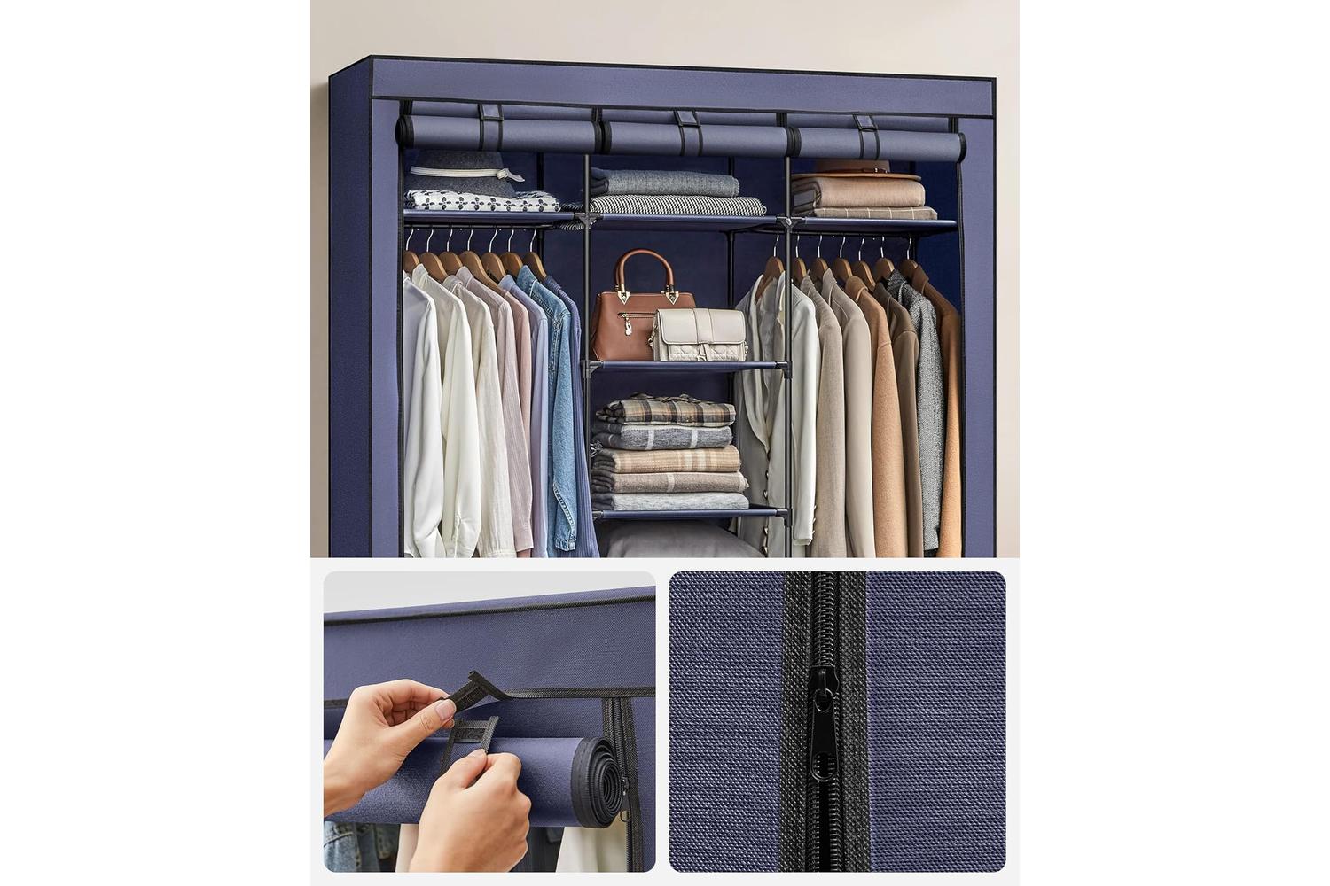 Songmics Ryg012i02 Robust Metal Wardrobe With Fabric Shelves And Clothes Rails â€“ Ideal Storage Solution For Small Apartments-6