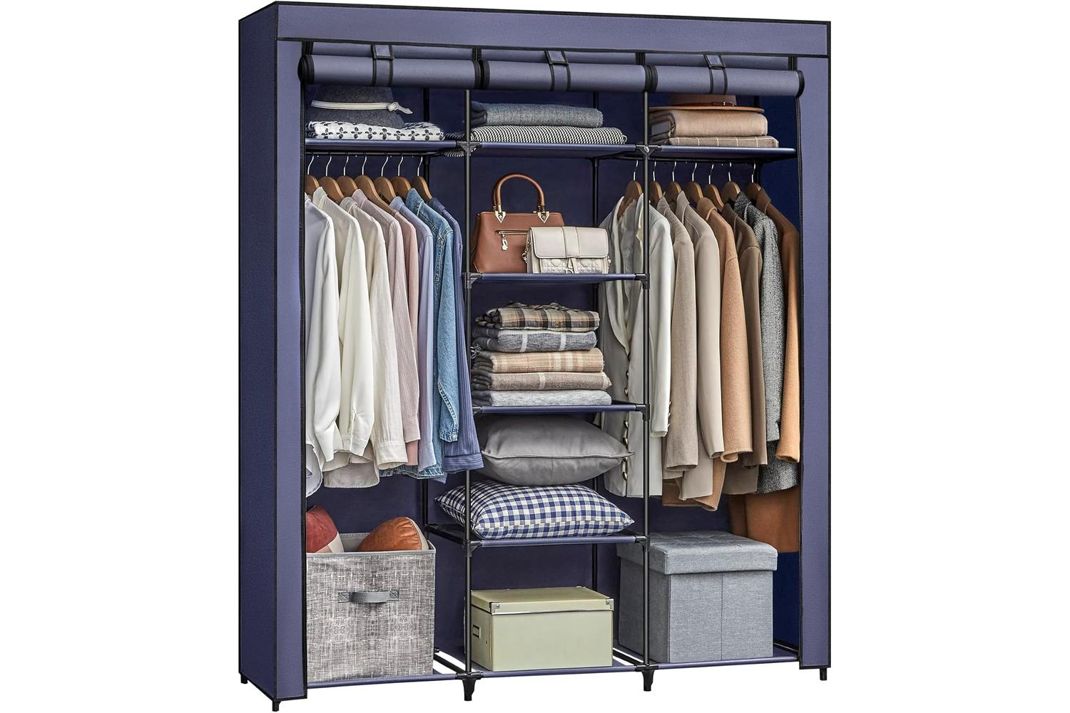 Songmics Ryg012i02 Robust Metal Wardrobe With Fabric Shelves And Clothes Rails â€“ Ideal Storage Solution For Small Apartments-7