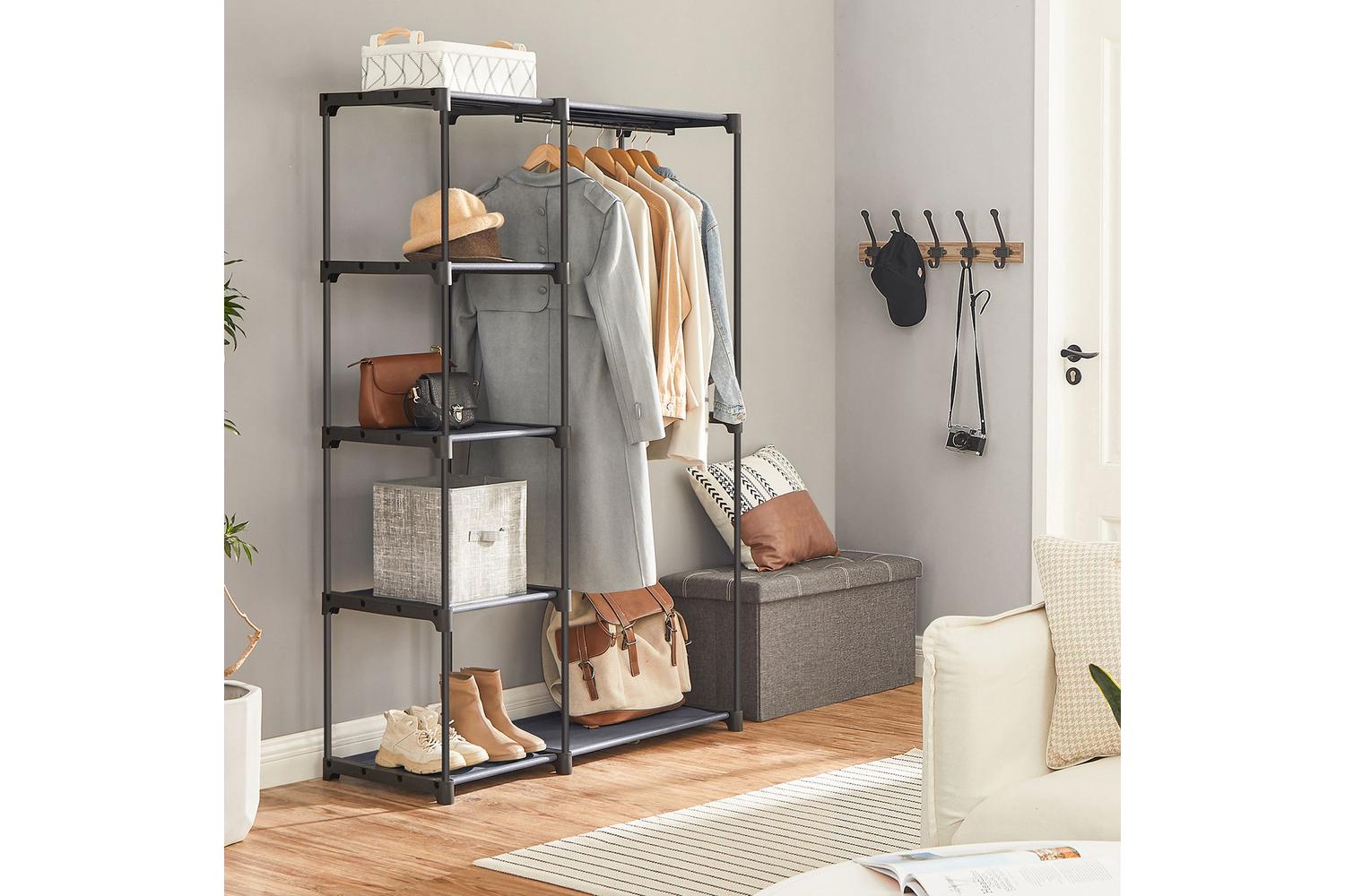 Songmics Freestanding Wardrobe Ryg024g02 - Durable Metal Storage Hooks And Racks With Ample Space-2