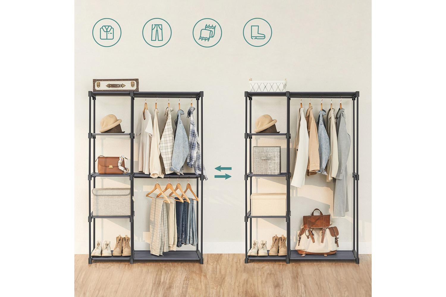Songmics Freestanding Wardrobe Ryg024g02 - Durable Metal Storage Hooks And Racks With Ample Space-3