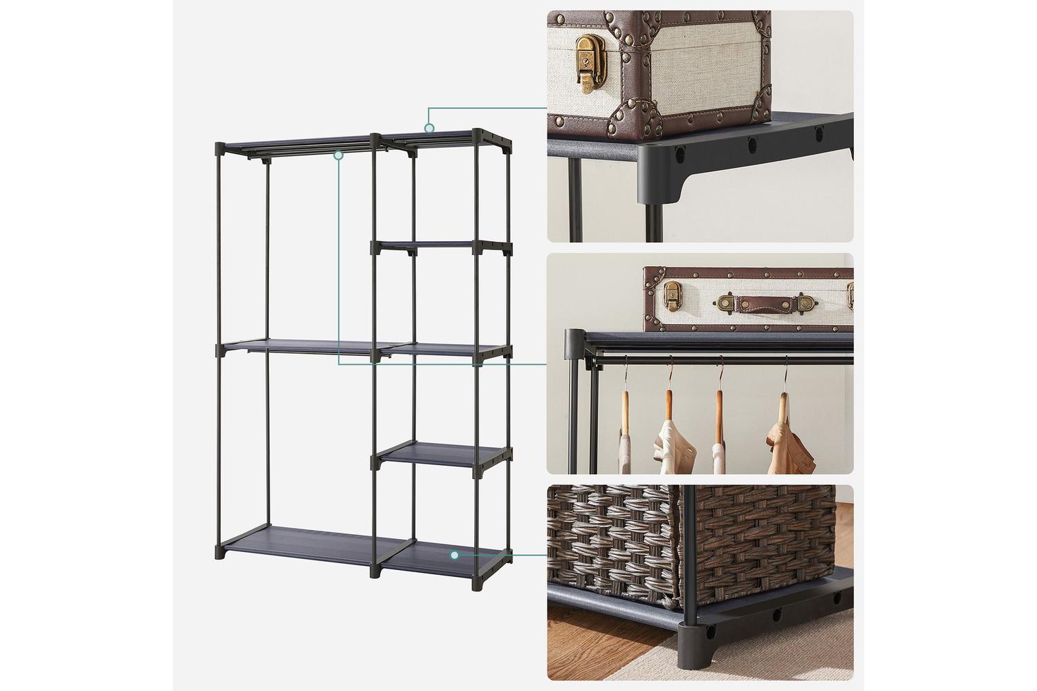 Songmics Freestanding Wardrobe Ryg024g02 - Durable Metal Storage Hooks And Racks With Ample Space-4