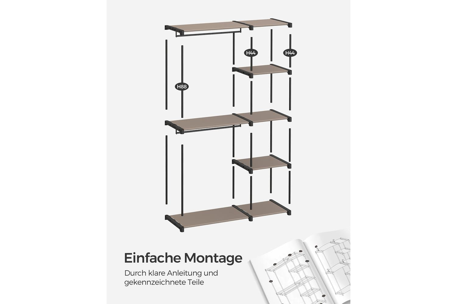 Songmics Wardrobe (ryg026r02): Freestanding Storage Unit With Anti-tip Kit-6