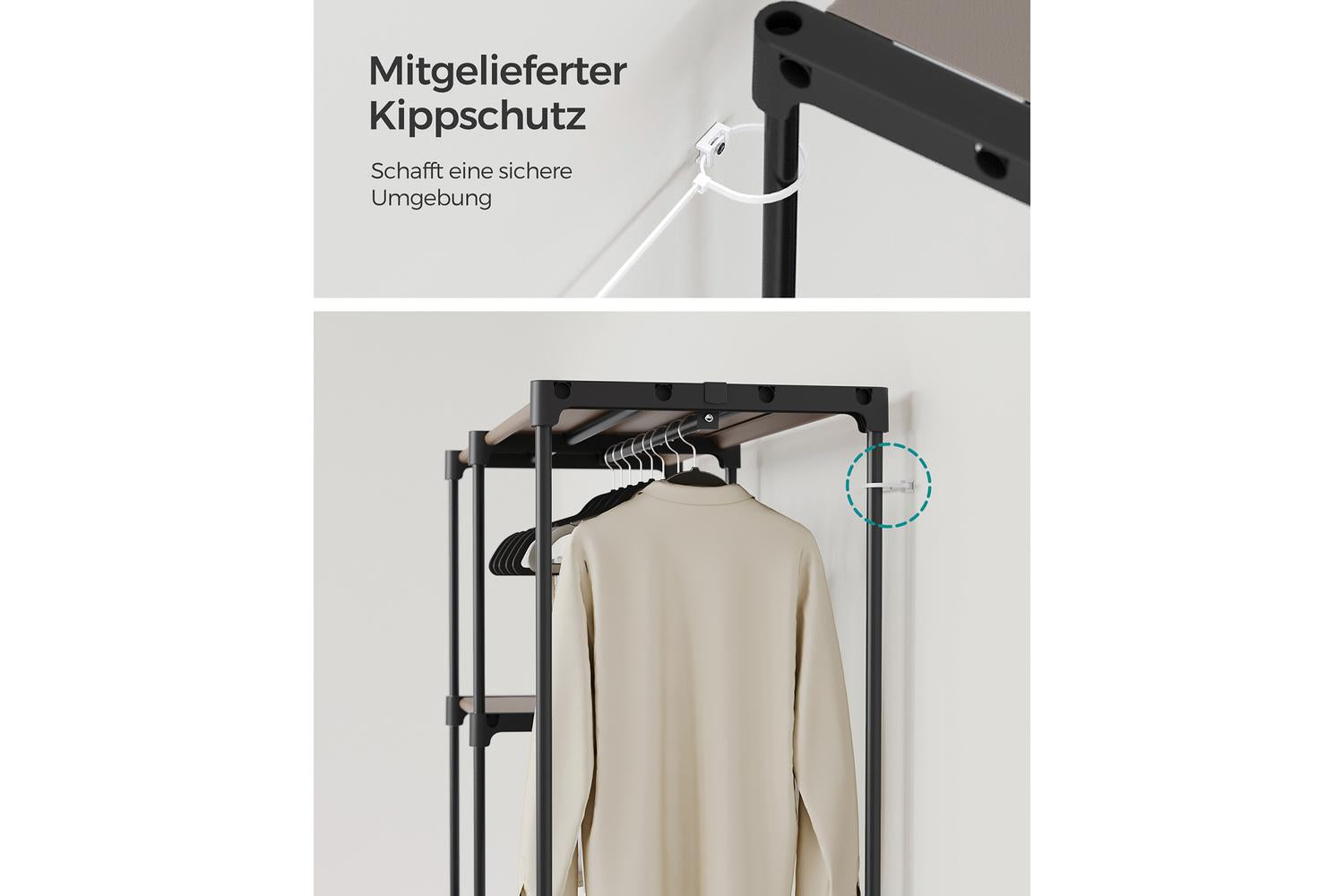 Songmics Wardrobe (ryg026r02): Freestanding Storage Unit With Anti-tip Kit-7