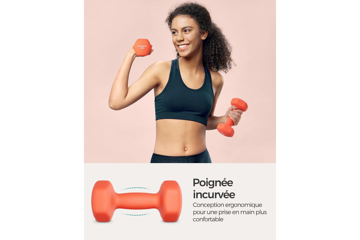 Songmics Syl906o01 - Cast Iron Dumbbell With Quality Vinyl Coating For Fitness And Cardio Training-2