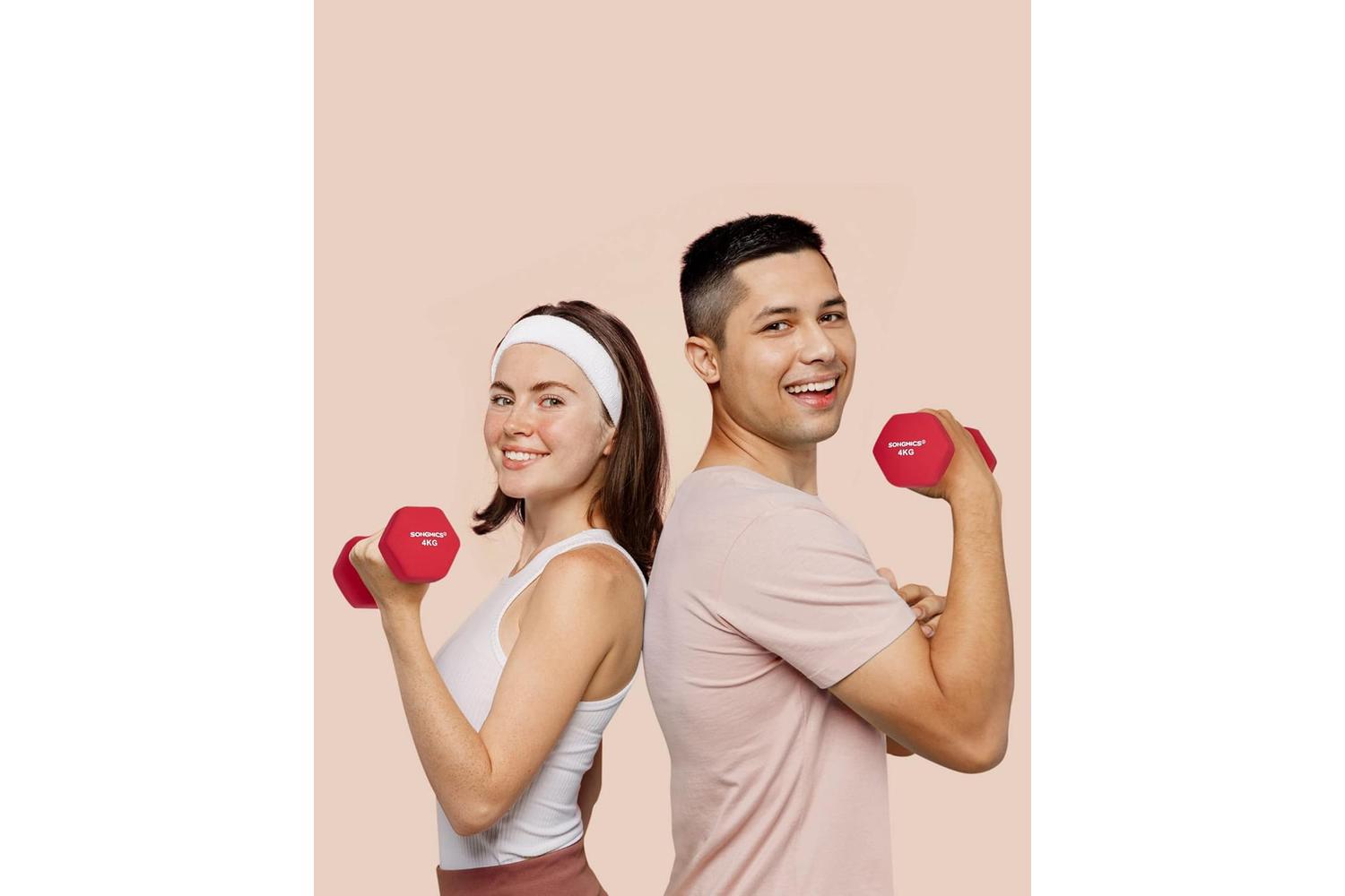 Songmics Syl908r01 Dumbbell - 2 X 4kg, Quality Vinyl Coated, Anti-rolling Design For Strengthening Muscles And Fat Loss-2