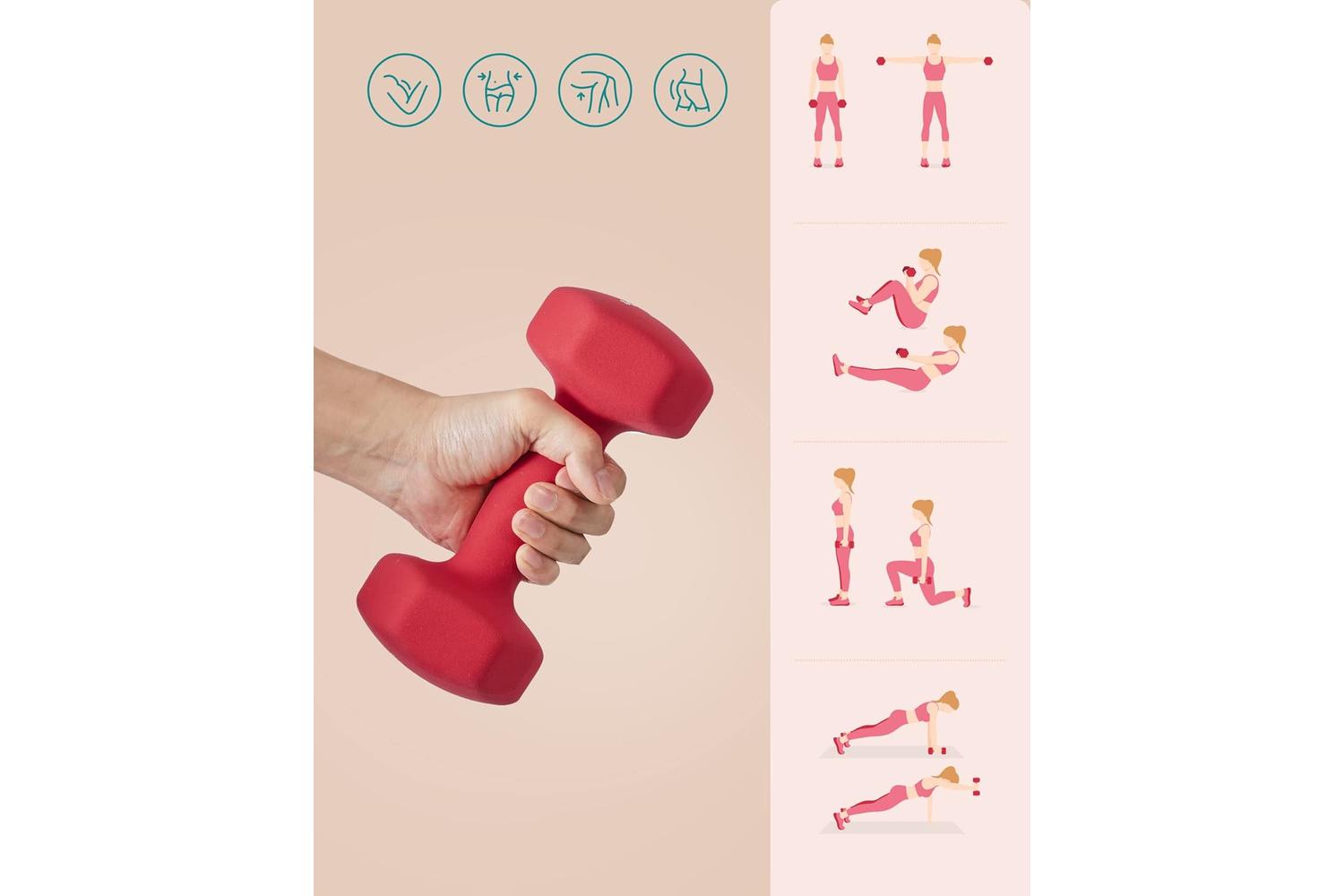 Songmics Syl908r01 Dumbbell - 2 X 4kg, Quality Vinyl Coated, Anti-rolling Design For Strengthening Muscles And Fat Loss-3