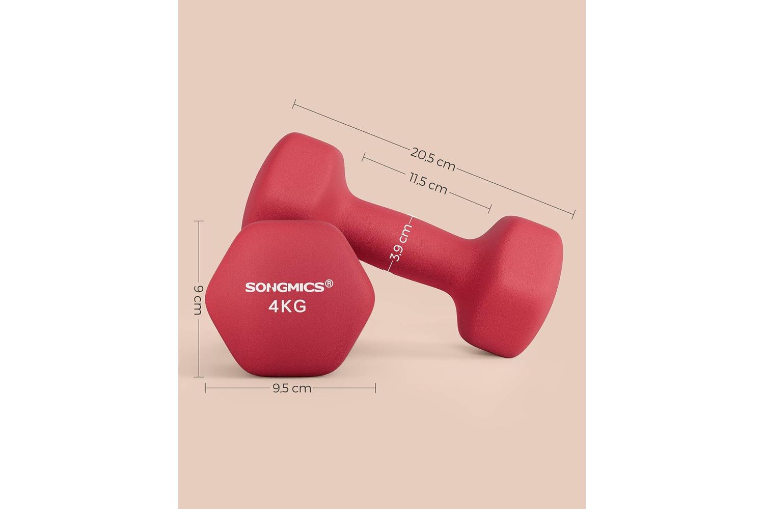Songmics Syl908r01 Dumbbell - 2 X 4kg, Quality Vinyl Coated, Anti-rolling Design For Strengthening Muscles And Fat Loss-5