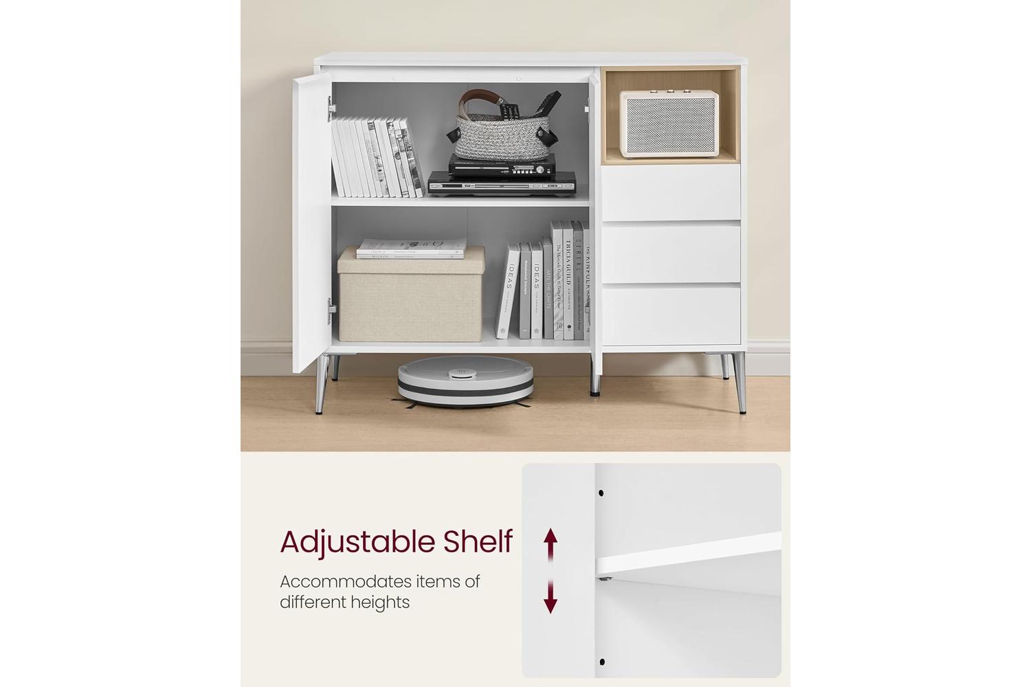 Vasagle Storage Cabinet | Particleboard | Cloud White | 103.5 X 40 X 85 Cm-3