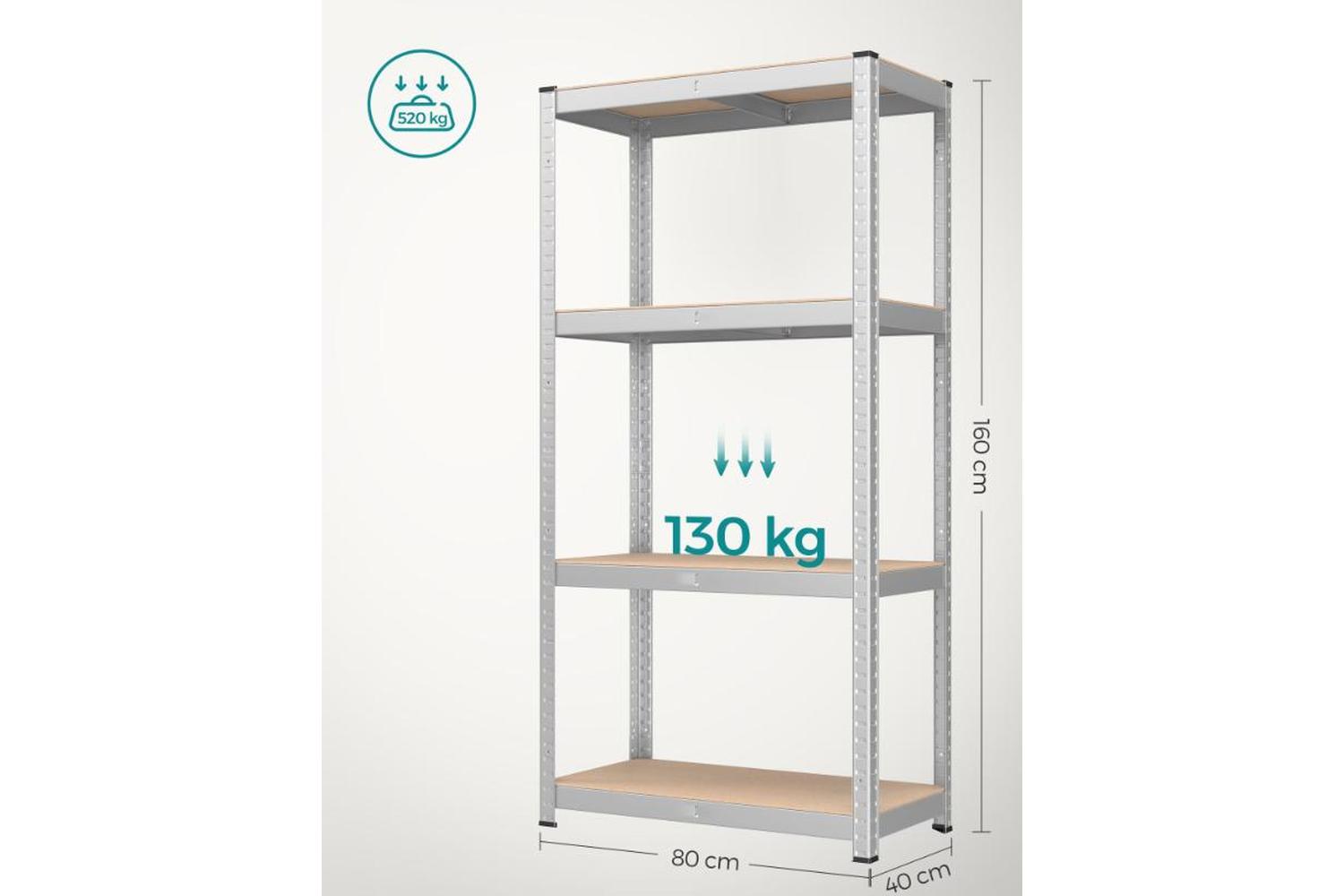 Songmics Shelving Unit | Household Storage | Mdf Steel | 160x80x40cm-2