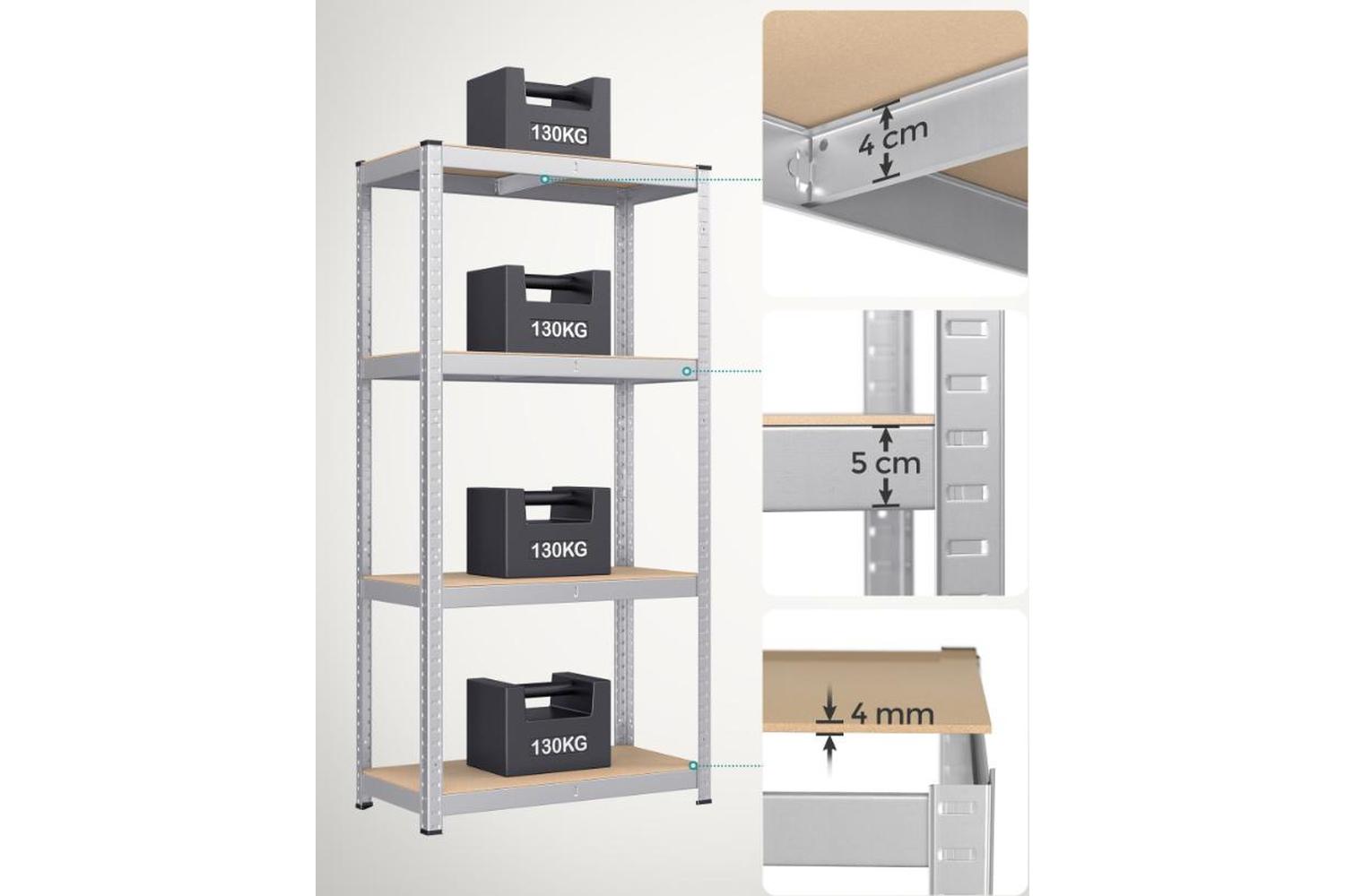 Songmics Shelving Unit | Household Storage | Mdf Steel | 160x80x40cm-3