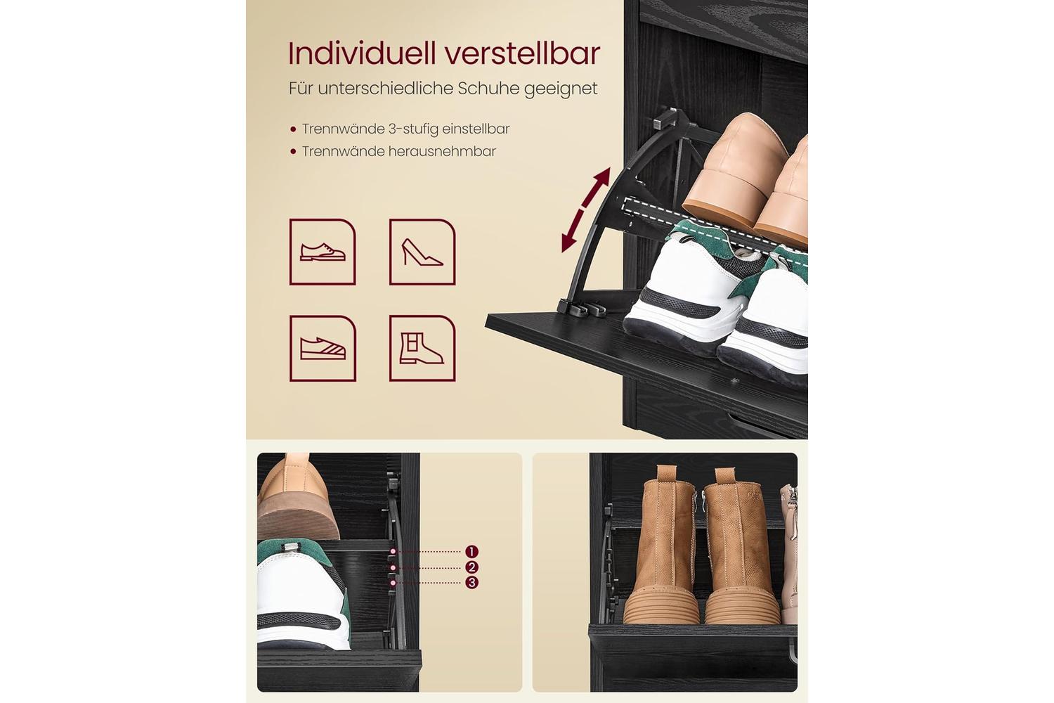 Shoe Cabinet | Shoe Storage Unit | Particleboard | 24 X 105.5 X 82.7 Cm-4