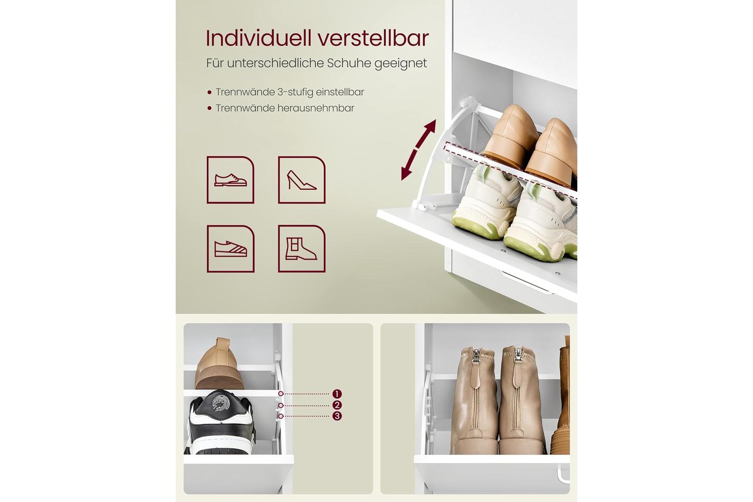 Shoe Cabinet | Shoe Storage Unit | Particleboard | 24 X 105.5 X 82.7 Cm-3
