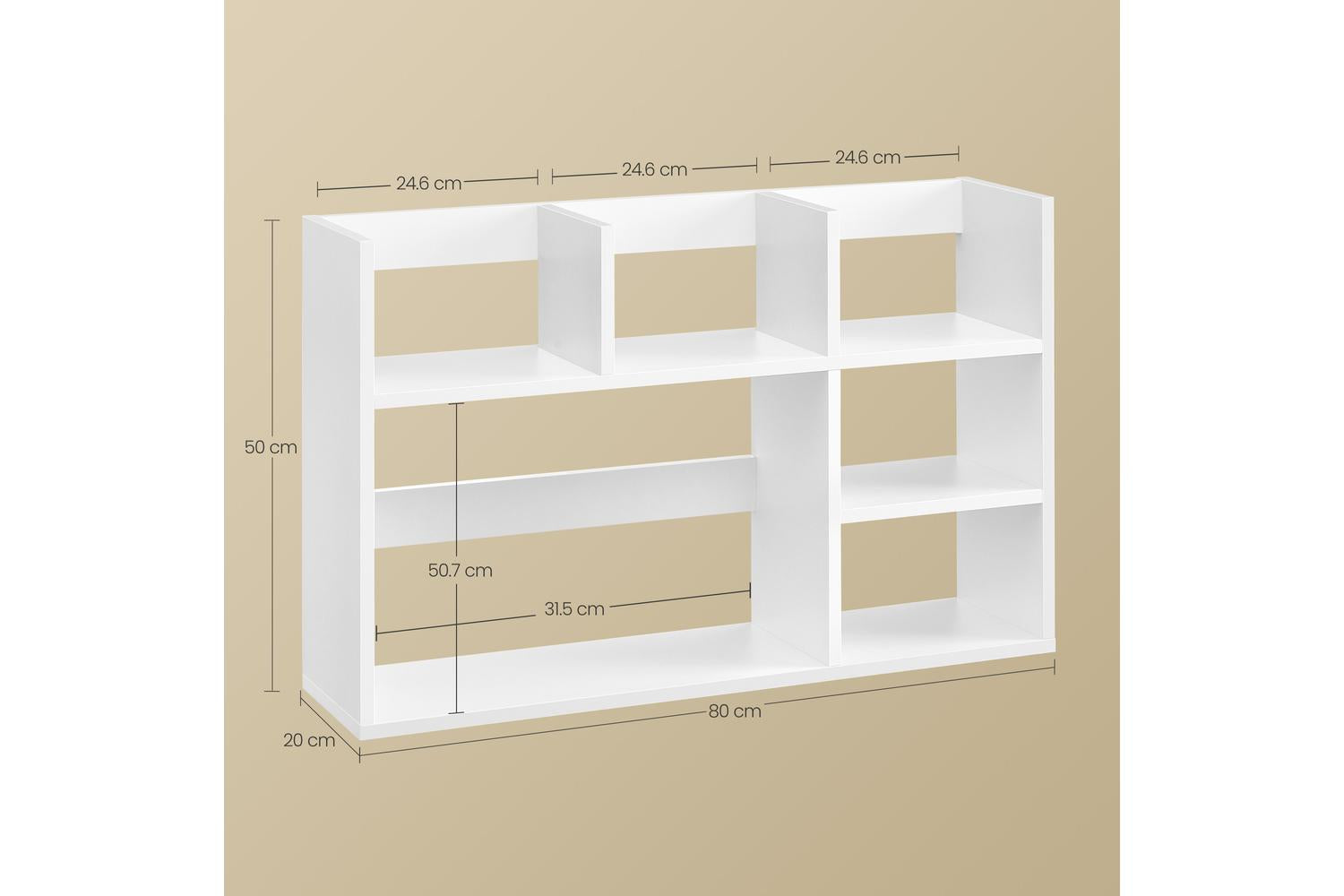 Vasagle Storage Shelf | Particleboard | White | 80 X 20 X 50 Cm-6