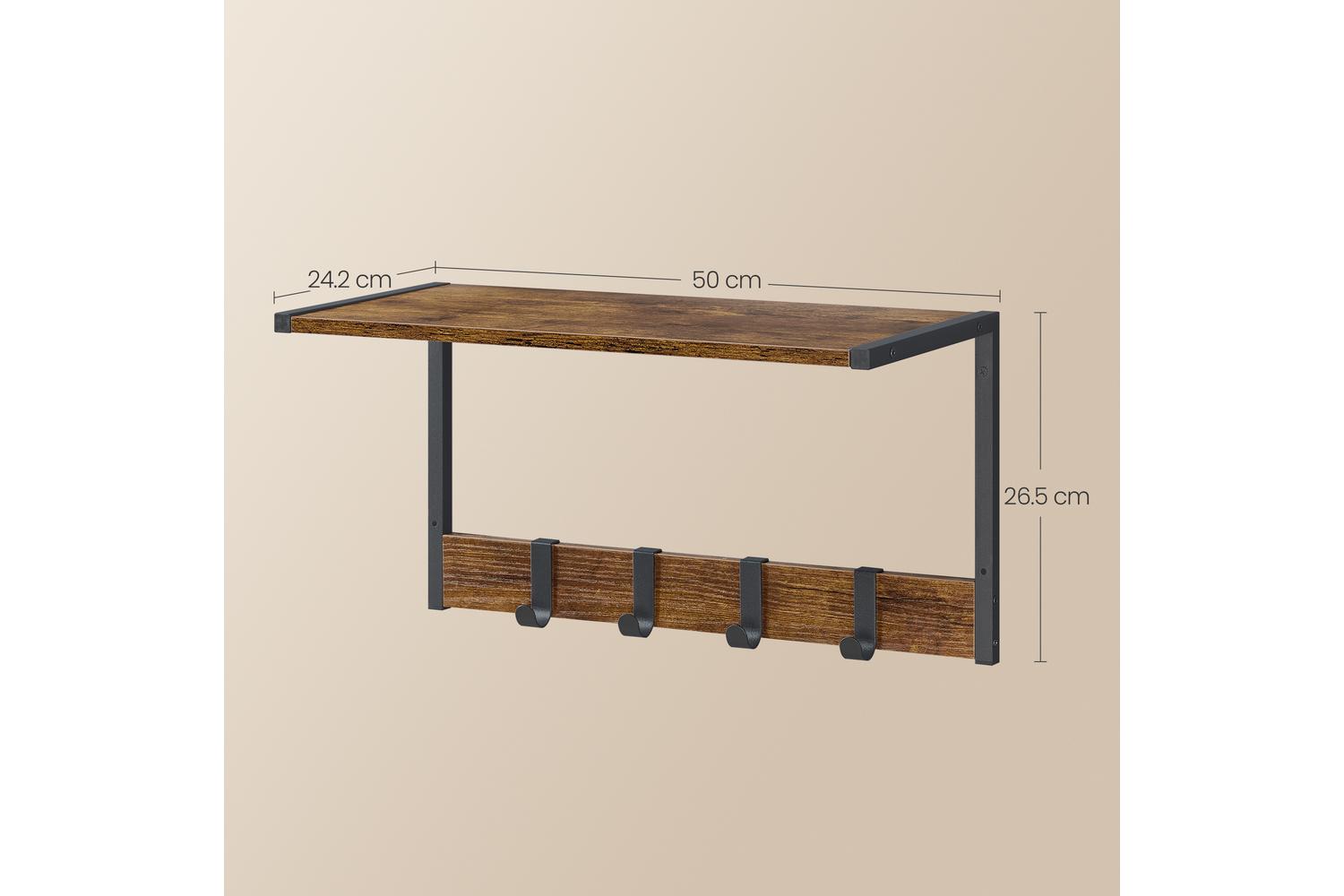 Vasagle Wall Shelf | Particleboard And Steel | 50 X 24.2 X 26.5cm-7
