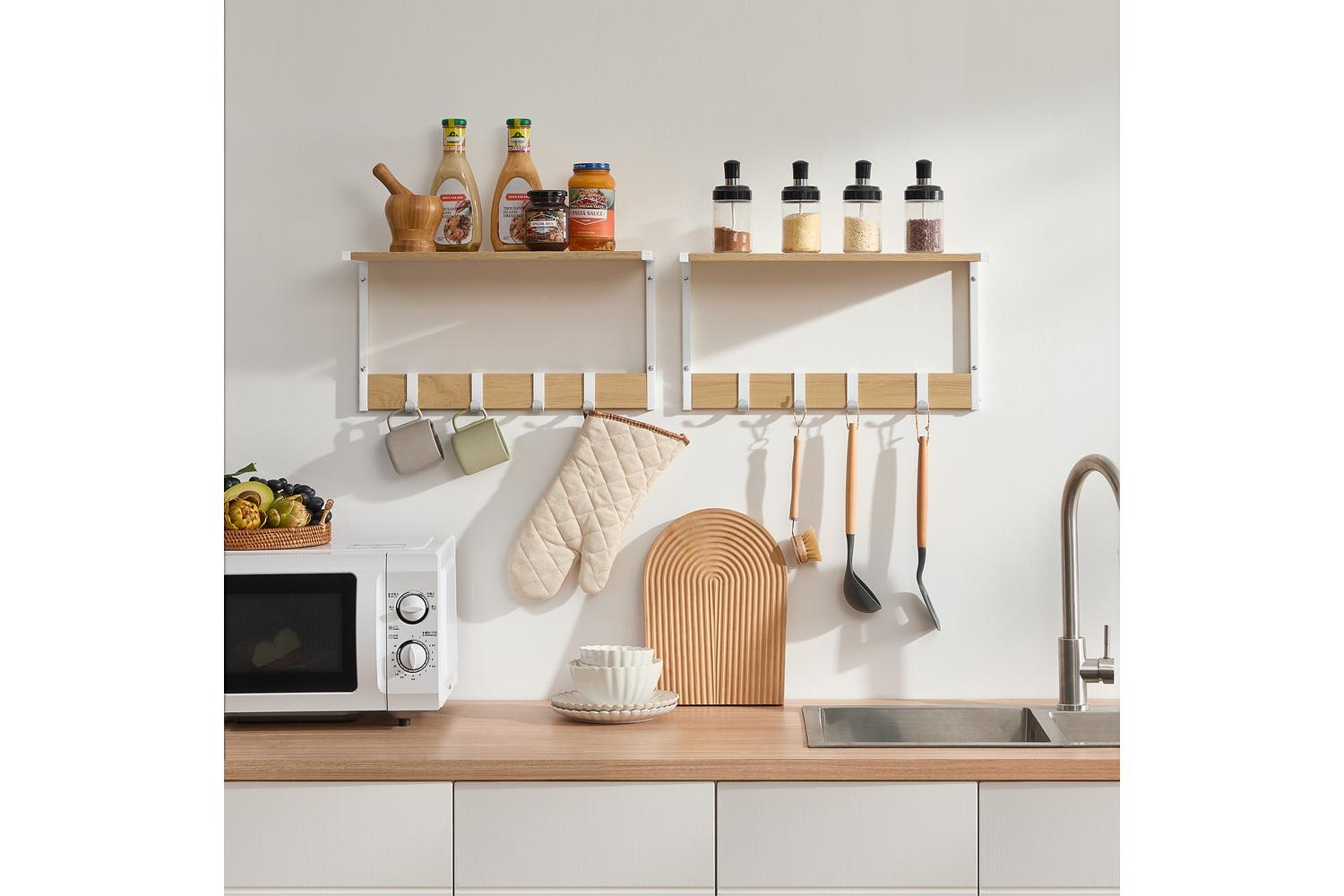 Vasagle Wall Shelf | Particleboard Steel | Oak White | 50 X 24.2 X 26.5cm-2
