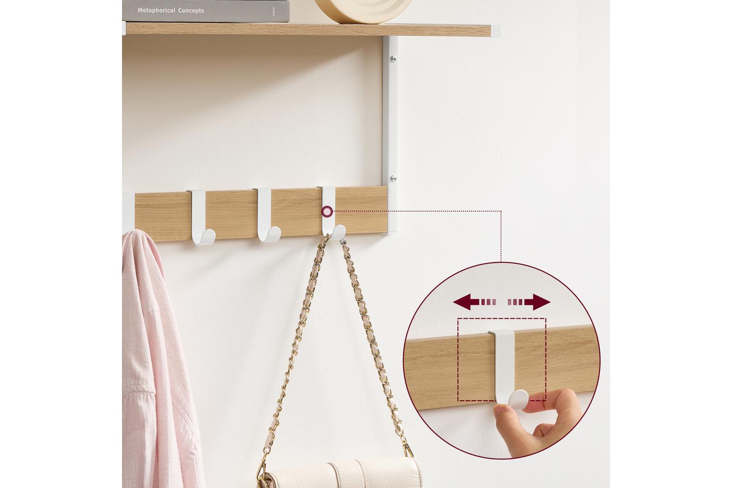 Vasagle Wall Shelf | Particleboard Steel | Oak White | 50 X 24.2 X 26.5cm-3