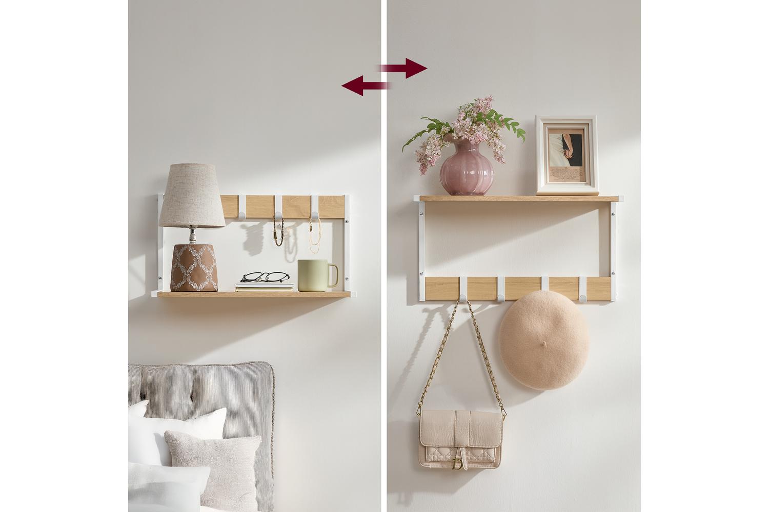 Vasagle Wall Shelf | Particleboard Steel | Oak White | 50 X 24.2 X 26.5cm-4