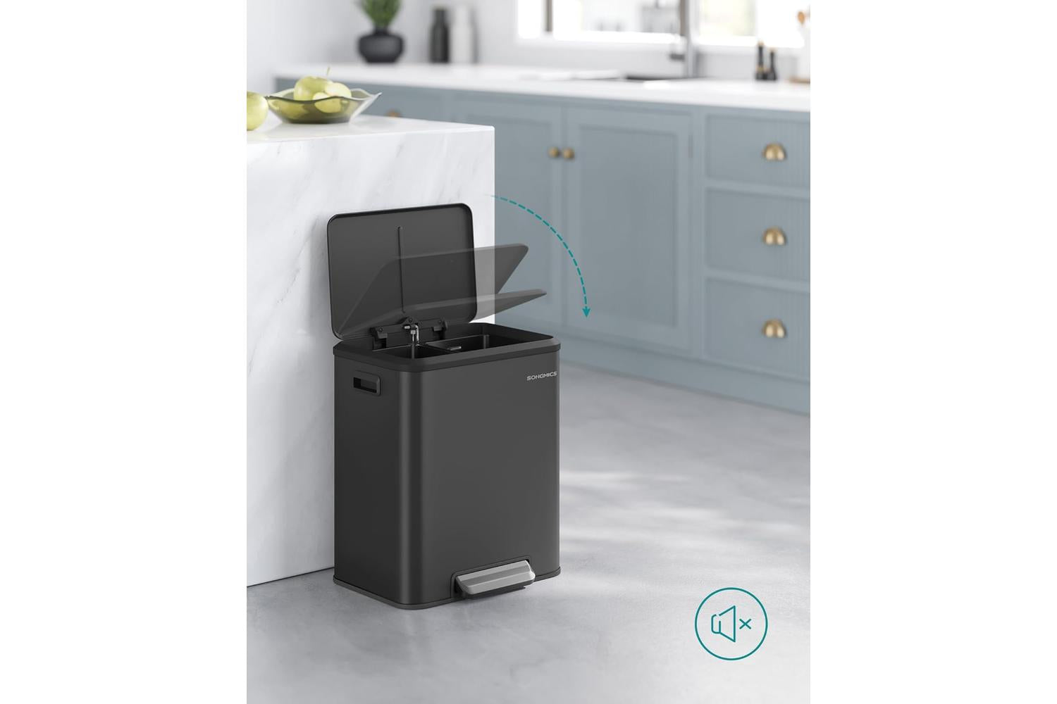 Songmics Trash Can | Stainless Steel | 2x15l-2
