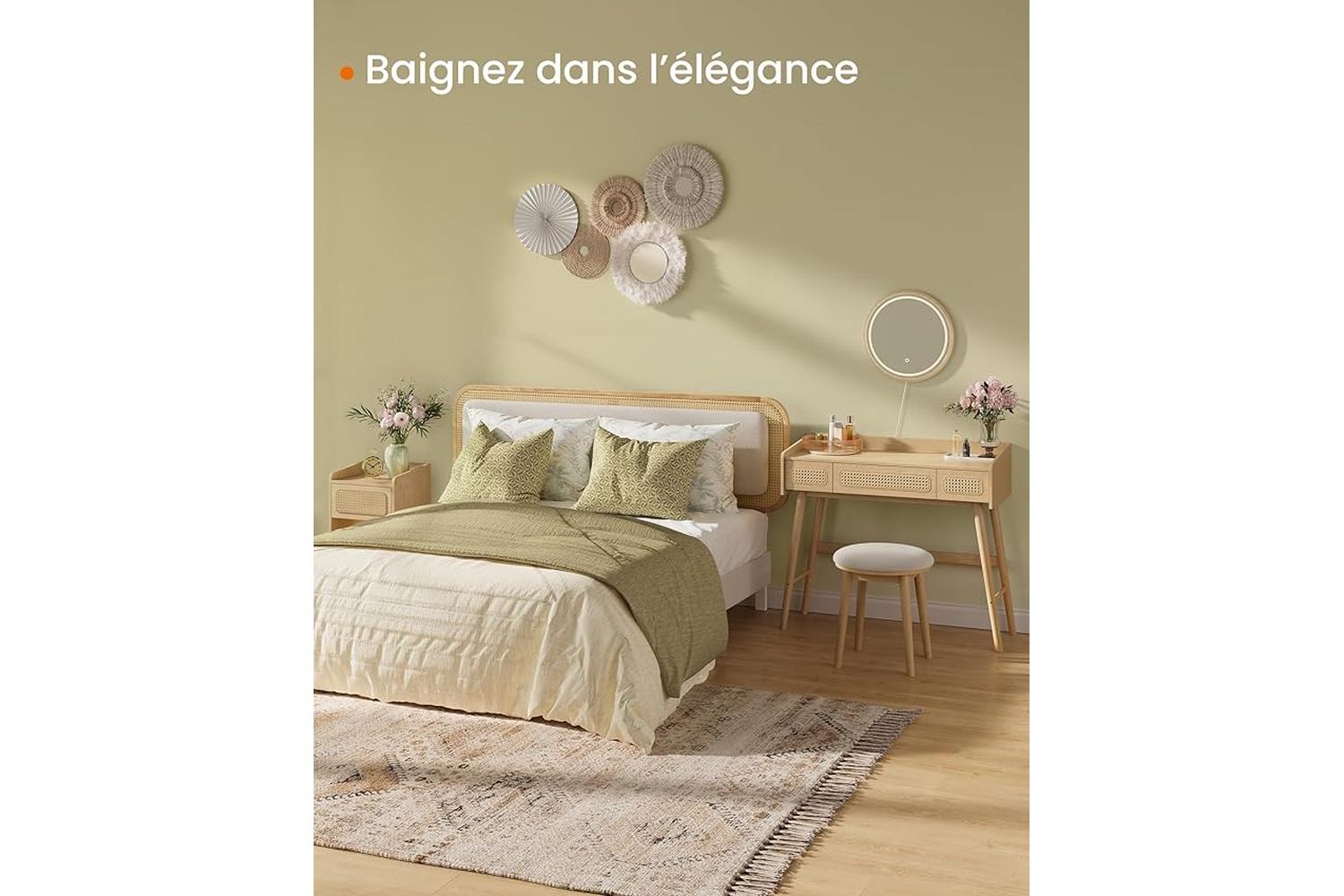 Songmics Home Dressing Table | Vanity Table With Mirror And Light | Oak Beige | 90cm-5