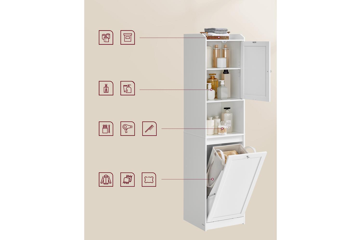 Bathroom Cabinet | Bathroom Storage | Mdf | 40 X 40 X 170 Cm-2