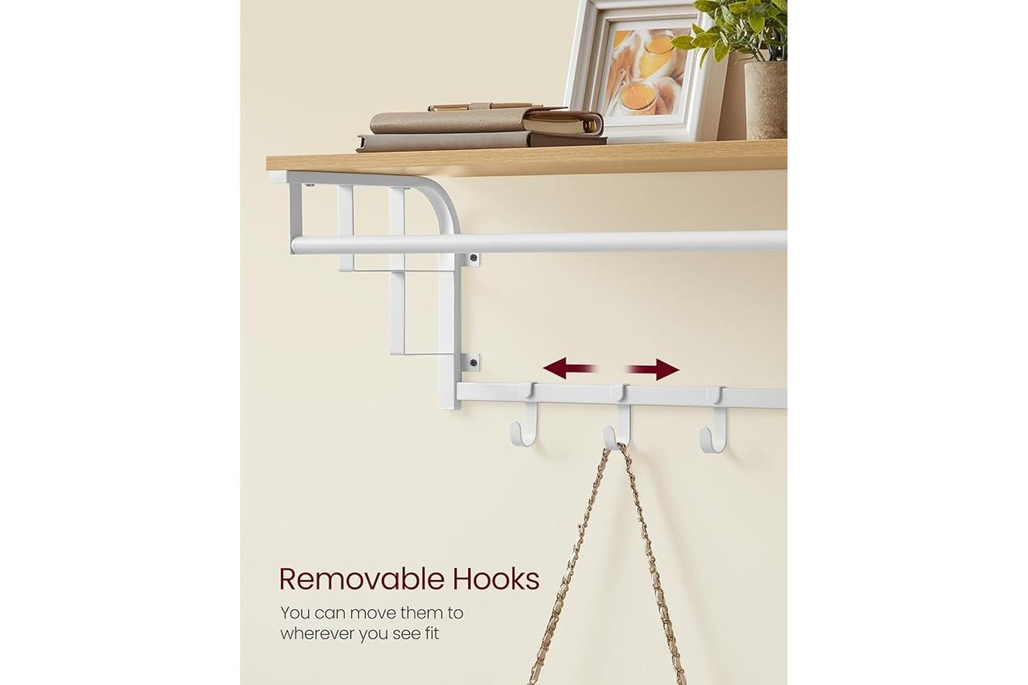 Vasagle Coat Rack | Particleboard And Steel | Golden Oak And Cloud White | 60 X 20 X 33 Cm-4