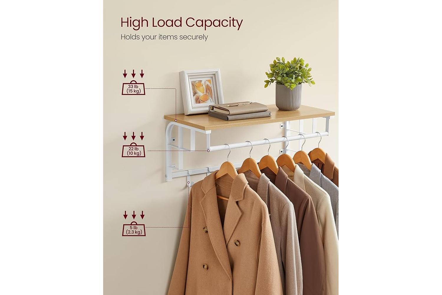 Vasagle Coat Rack | Particleboard And Steel | Golden Oak And Cloud White | 60 X 20 X 33 Cm-5