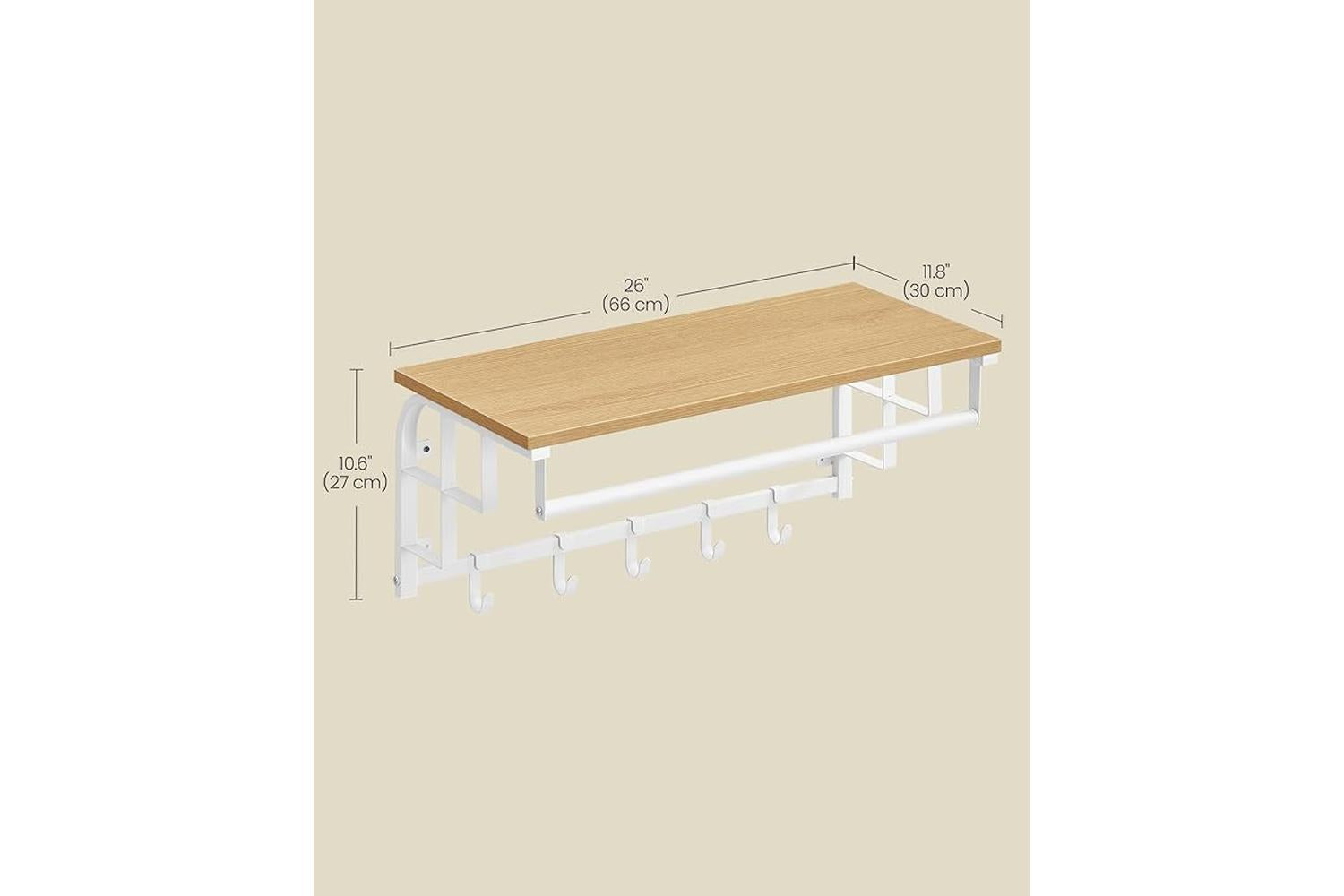 Vasagle Coat Rack | Particleboard And Steel | Golden Oak And Cloud White | 60 X 20 X 33 Cm-6