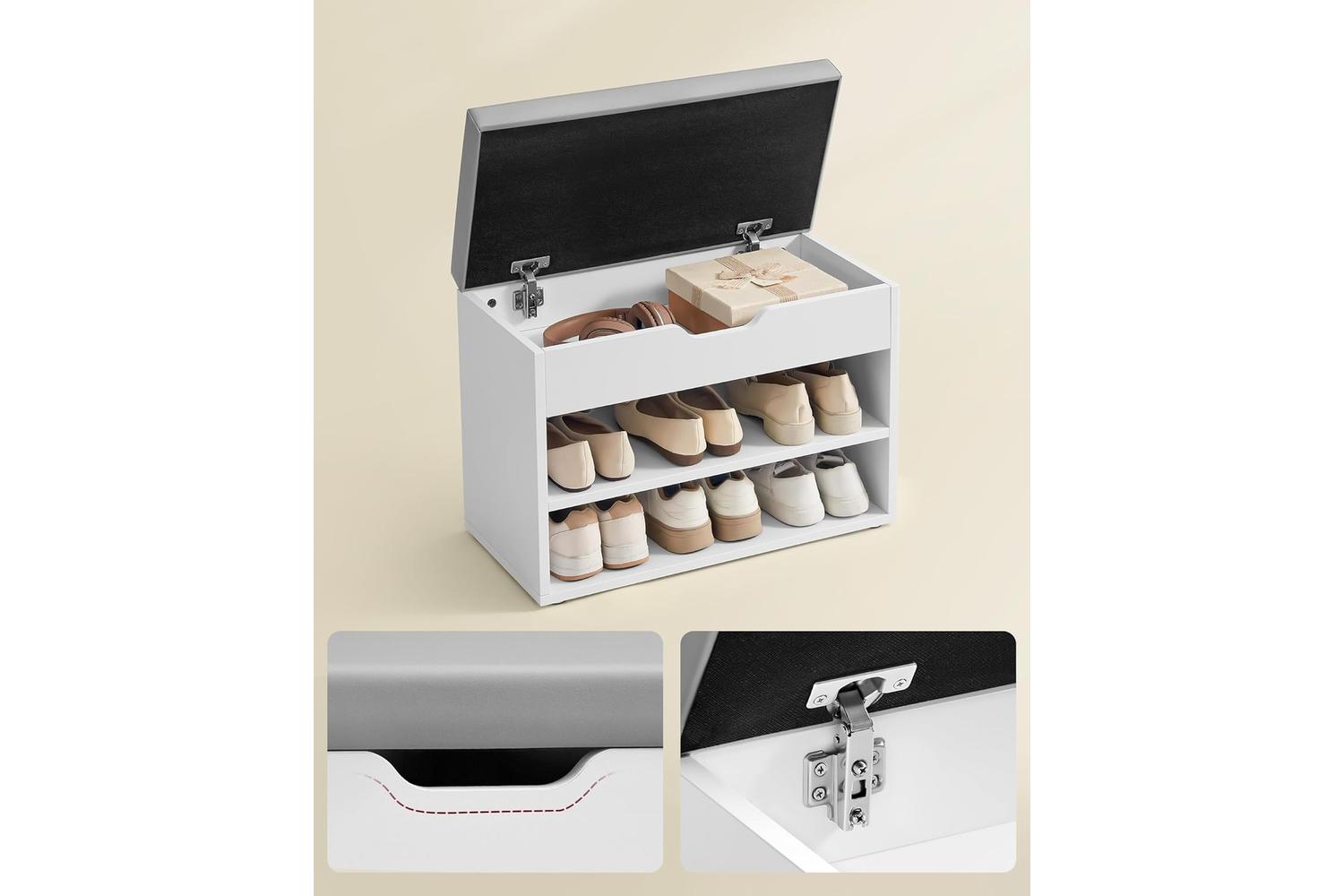 Shoe Bench | Storage Bench | Wood Chipboard Pu | 60 X 30 X 44 Cm-3
