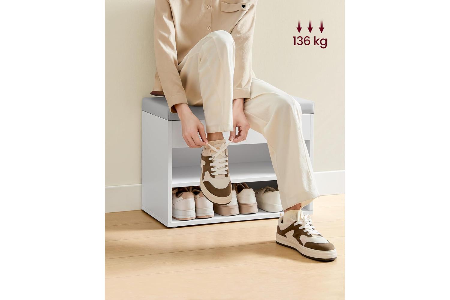 Shoe Bench | Storage Bench | Wood Chipboard Pu | 60 X 30 X 44 Cm-5