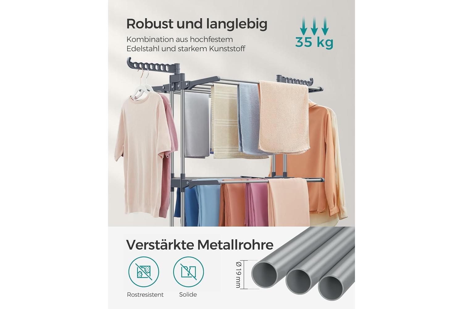 Clothes Drying Rack | Clothes Horse | Steel | Large-3