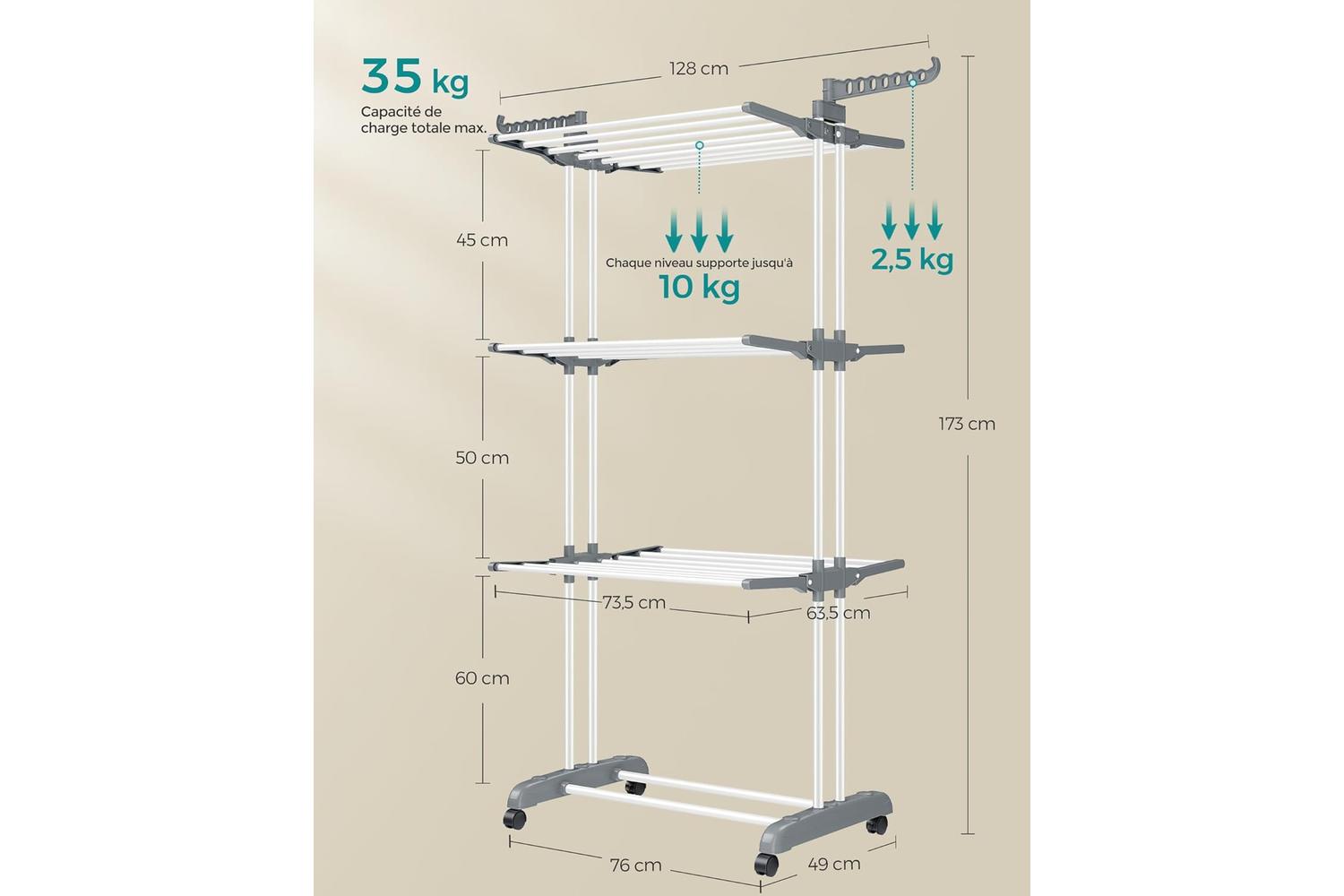 Clothes Drying Rack | Clothes Drying Rack | Steel | 128 X 173 Cm-5