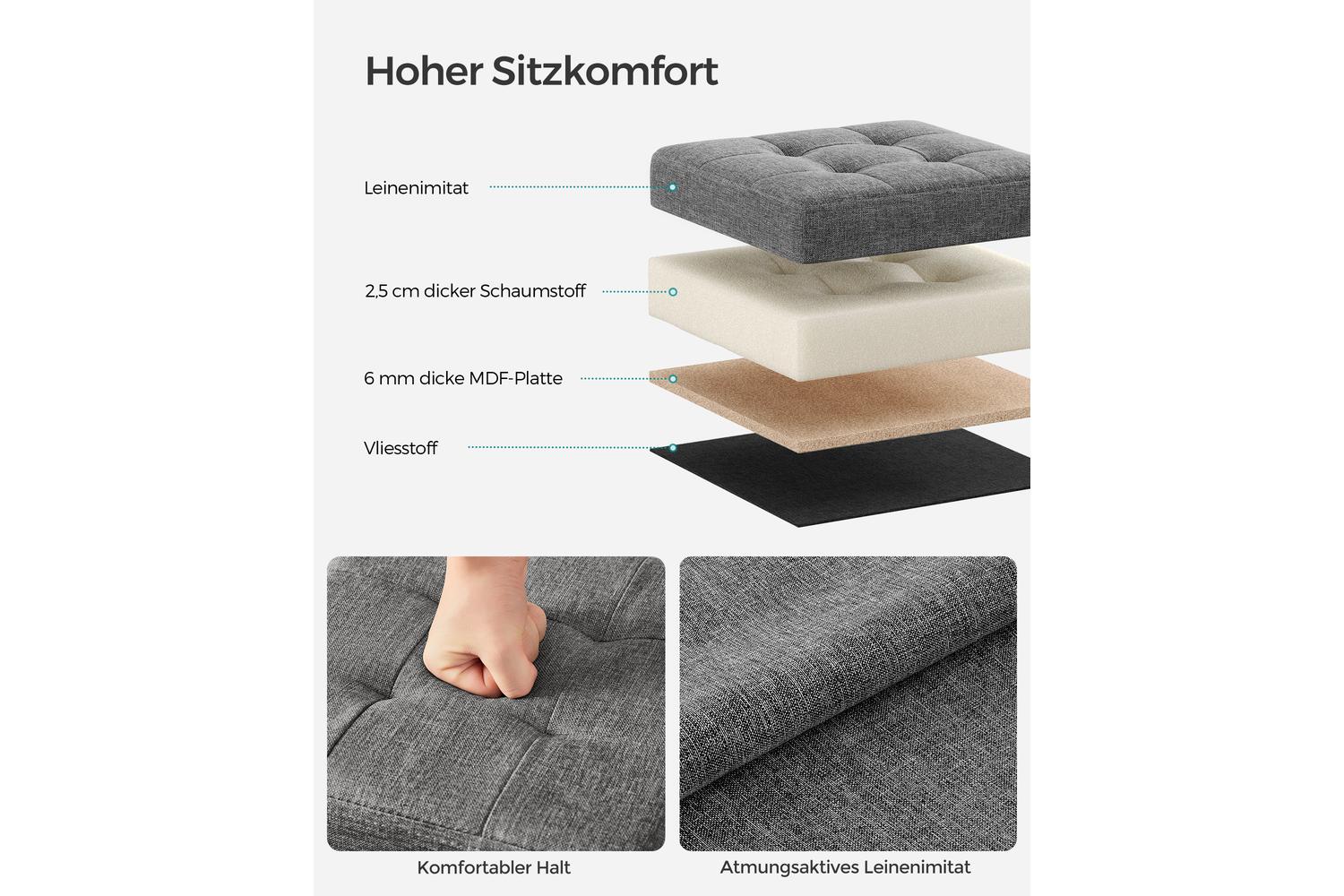 Storage Ottoman | Storage Ottoman | Imitation Linen | 30 X 30 X 30 Cm-2