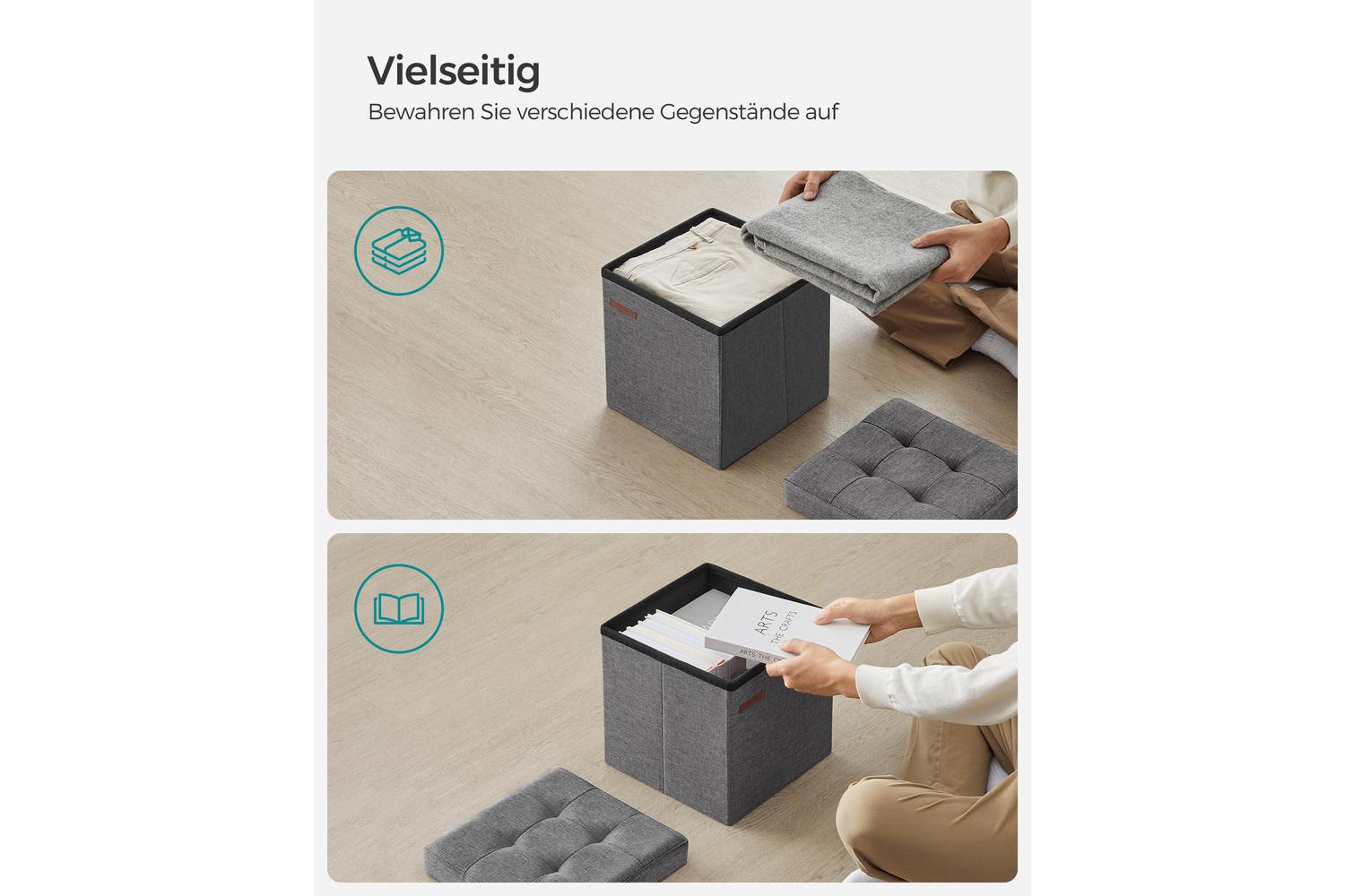 Storage Ottoman | Storage Ottoman | Imitation Linen | 30 X 30 X 30 Cm-3