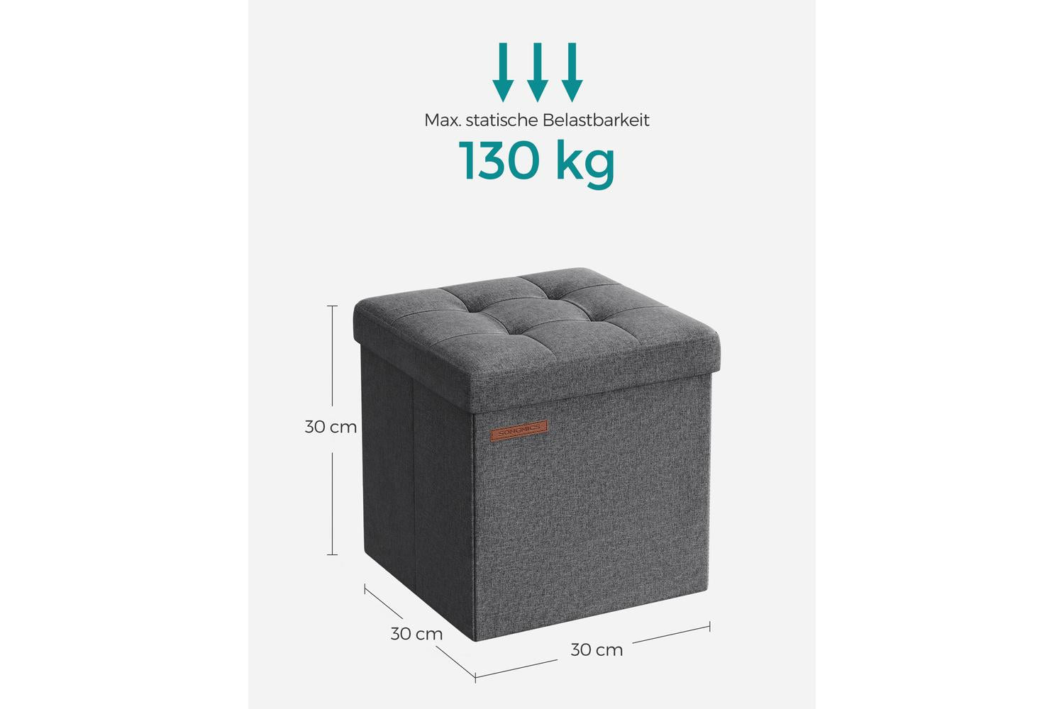 Storage Ottoman | Storage Ottoman | Imitation Linen | 30 X 30 X 30 Cm-4