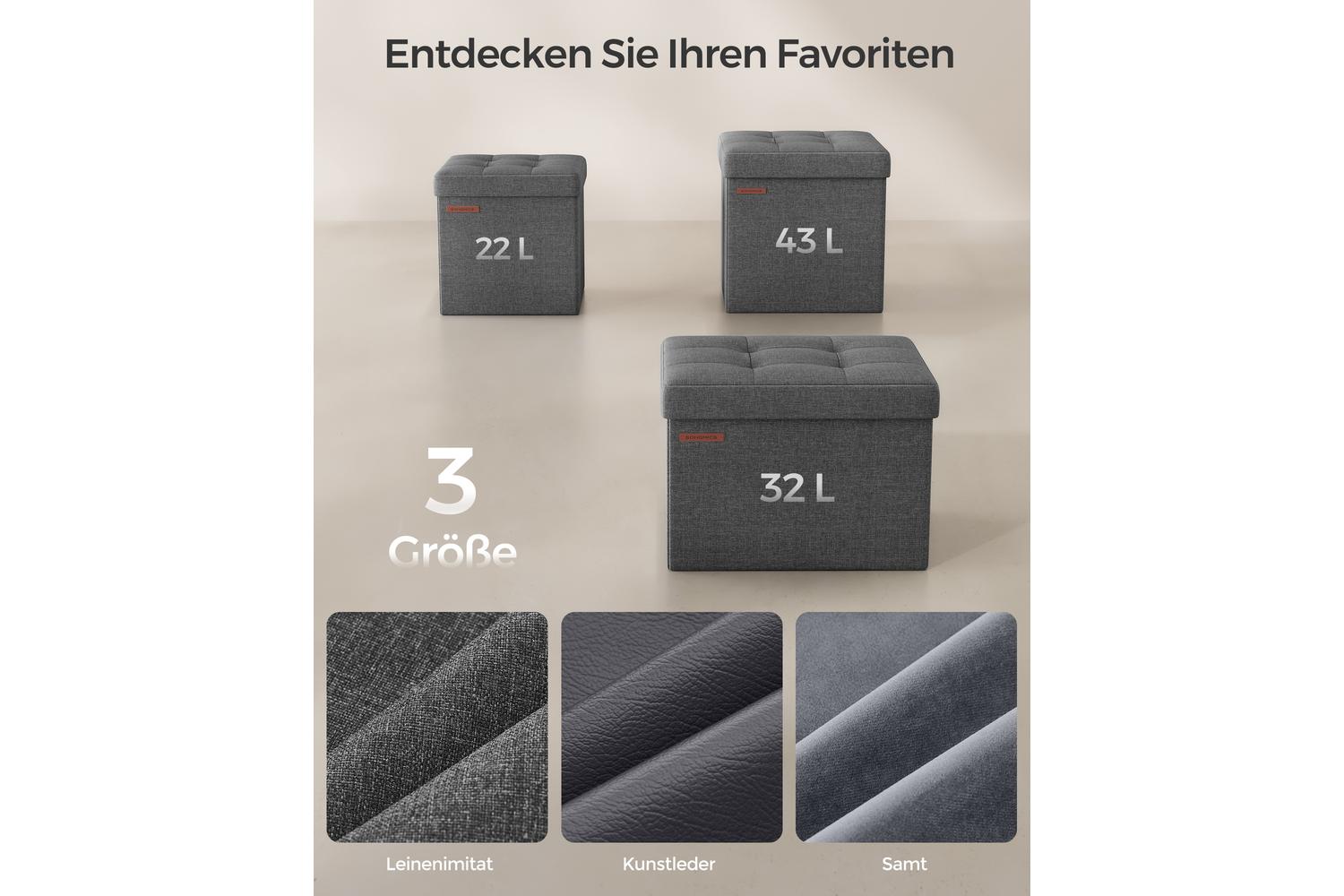 Storage Ottoman | Storage Ottoman | Imitation Linen | 30 X 30 X 30 Cm-5