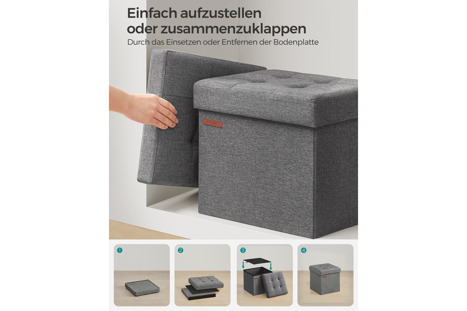 Storage Ottoman | Storage Ottoman | Imitation Linen | 30 X 30 X 30 Cm-6