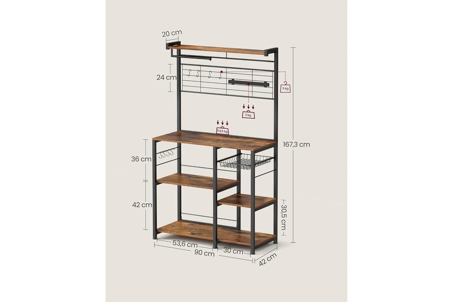 Kitchen Shelf | Kitchen Storage Unit | Wood Chipboard And Steel | 42 X 90 X 167.3 Cm-7