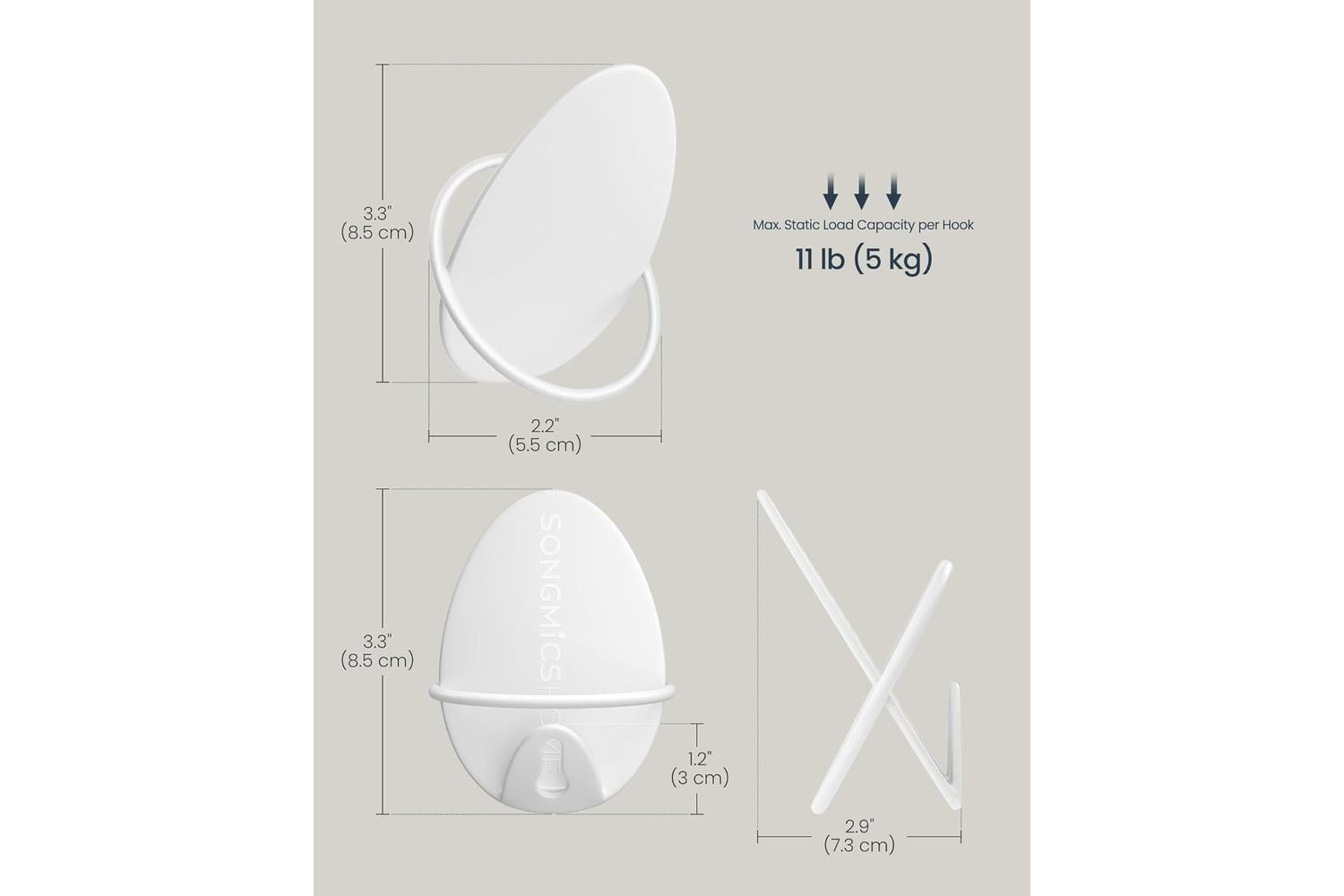 Coat Hook | Wall Mounted | Steel | Pearl White-5