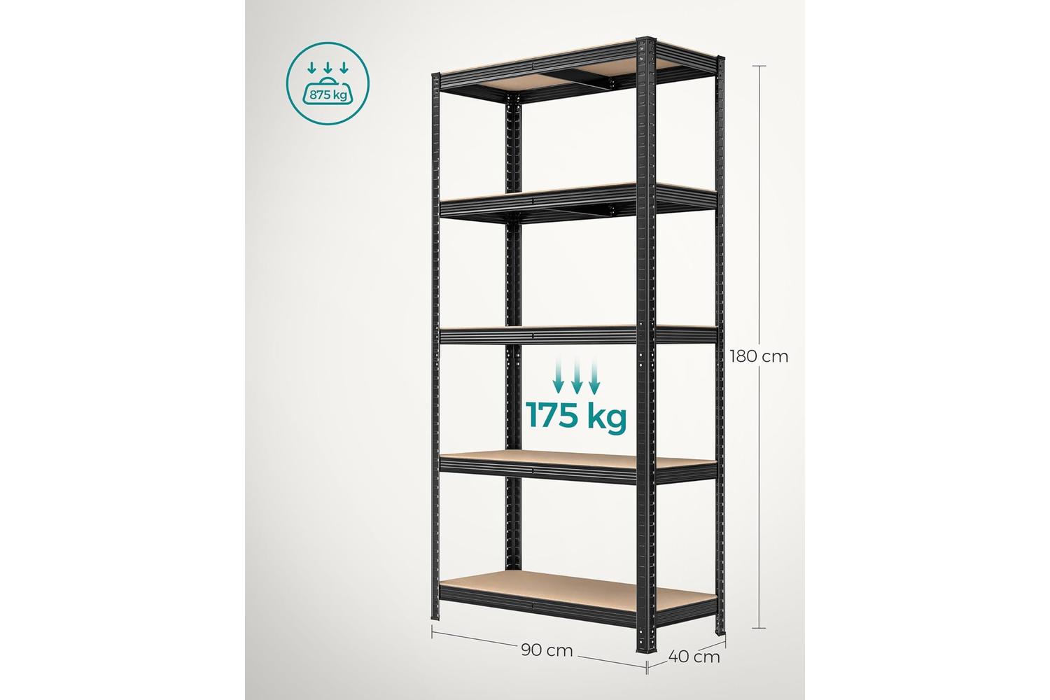 Songmics Shelving Unit | Steel Frame | Black | 180cm-2