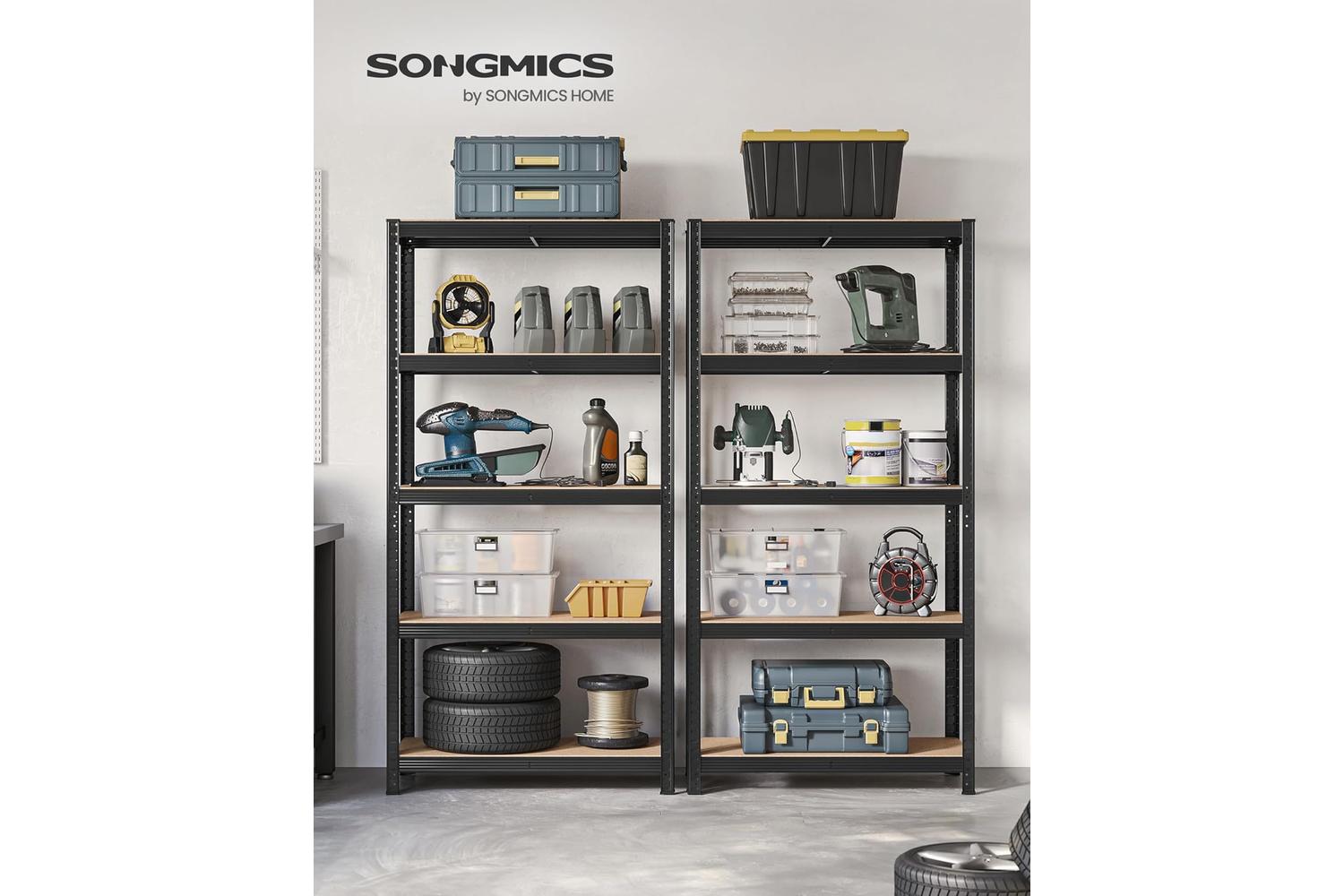 Songmics Shelving Unit | Steel Frame | Black | 180cm-3
