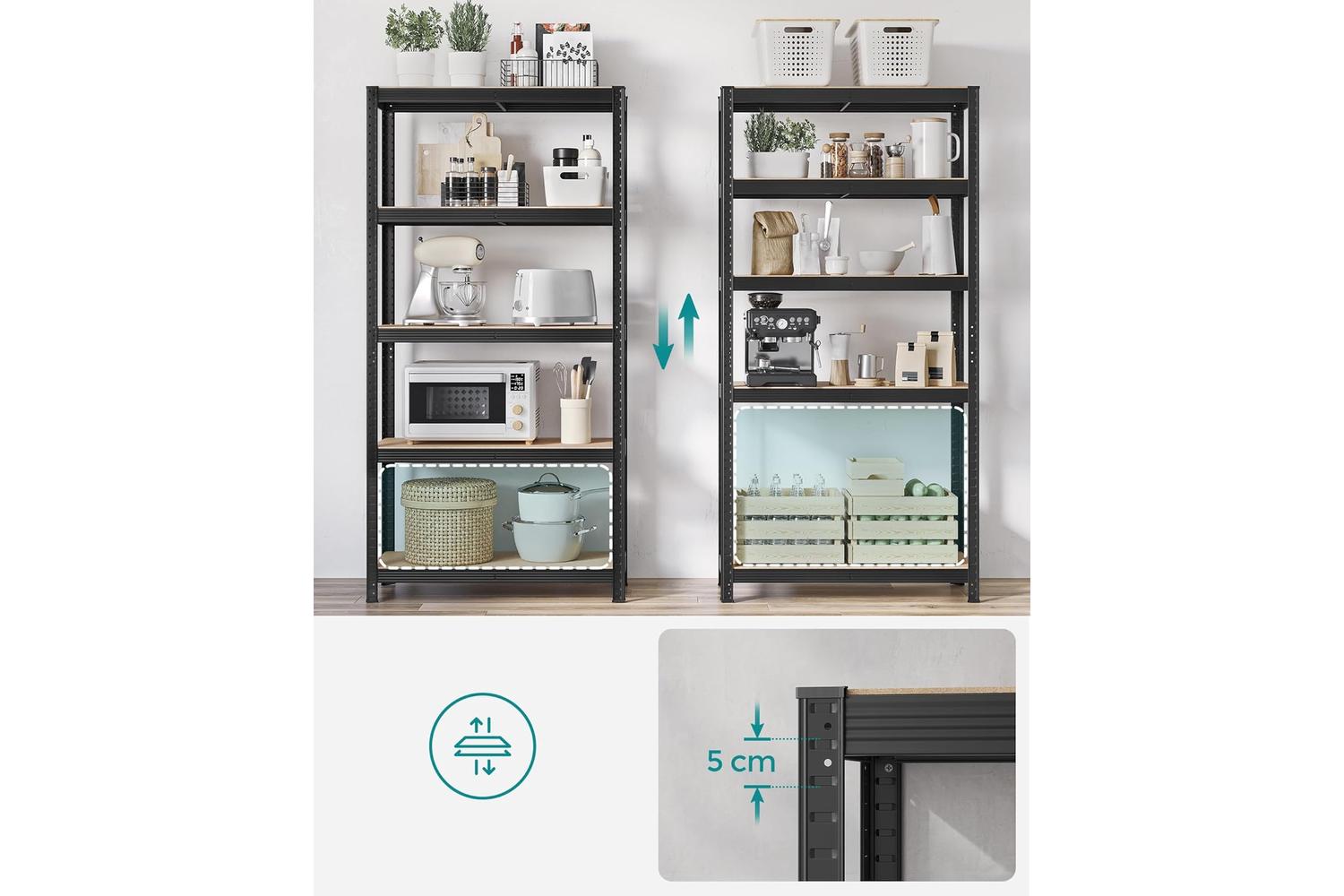 Songmics Shelving Unit | Steel Frame | Black | 180cm-5